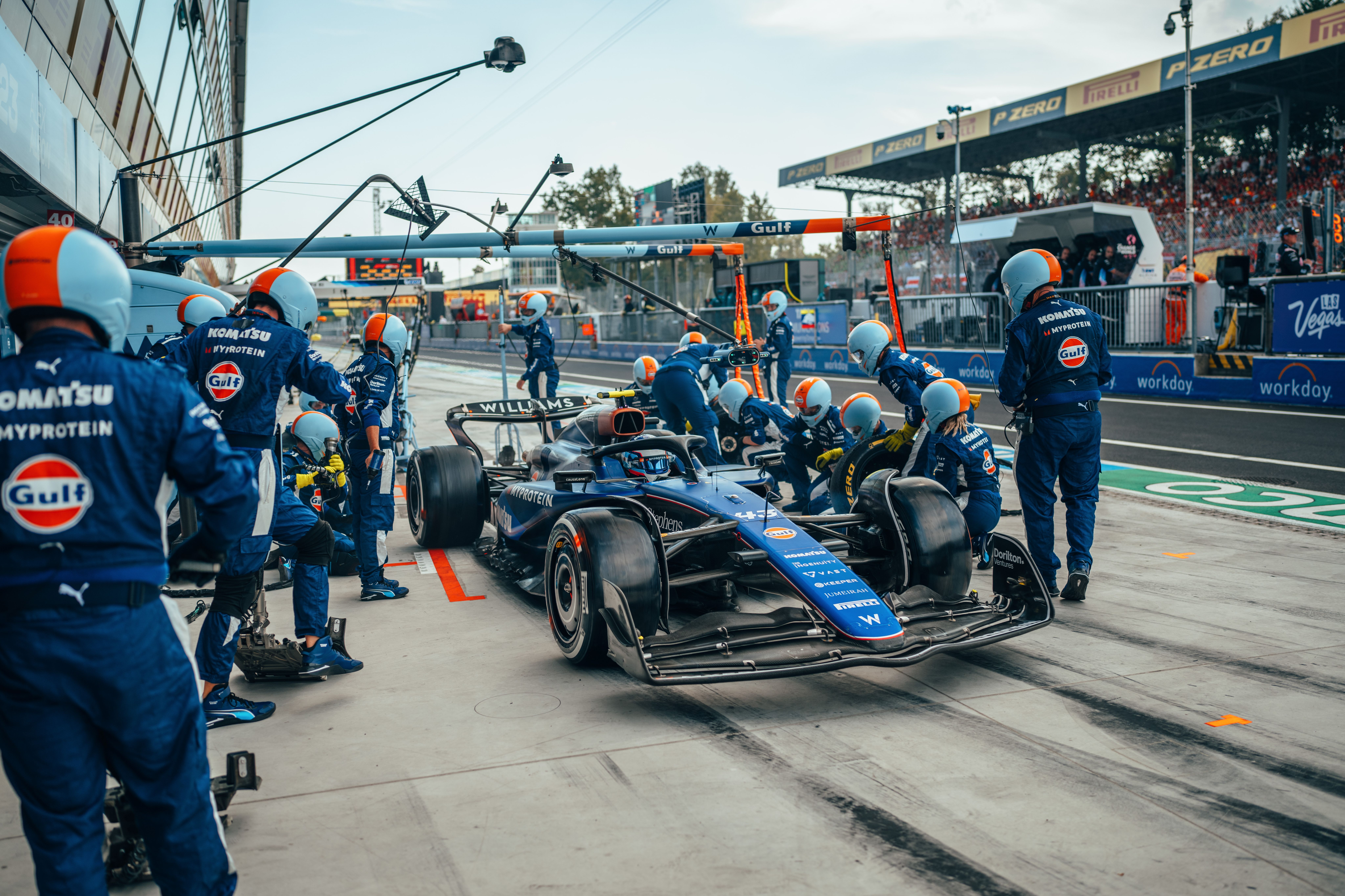 His first F1 pit stop completed.