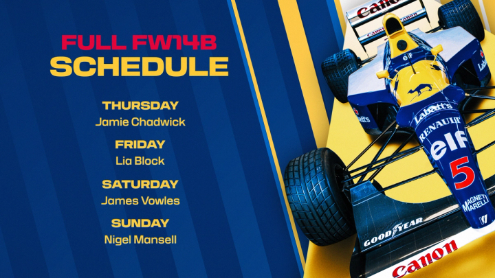 The full schedule for the FW14B at Goodwood Festival of Speed 2025