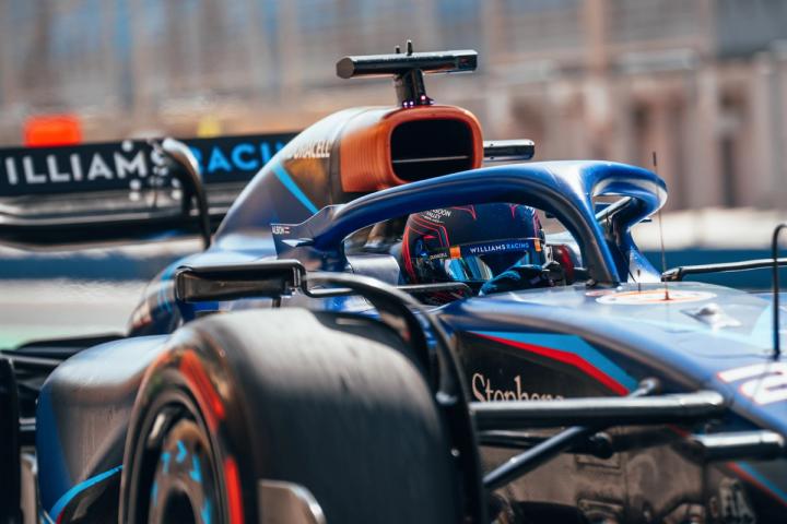 Alex Albon in the Williams Racing FW45 at pre-season testing