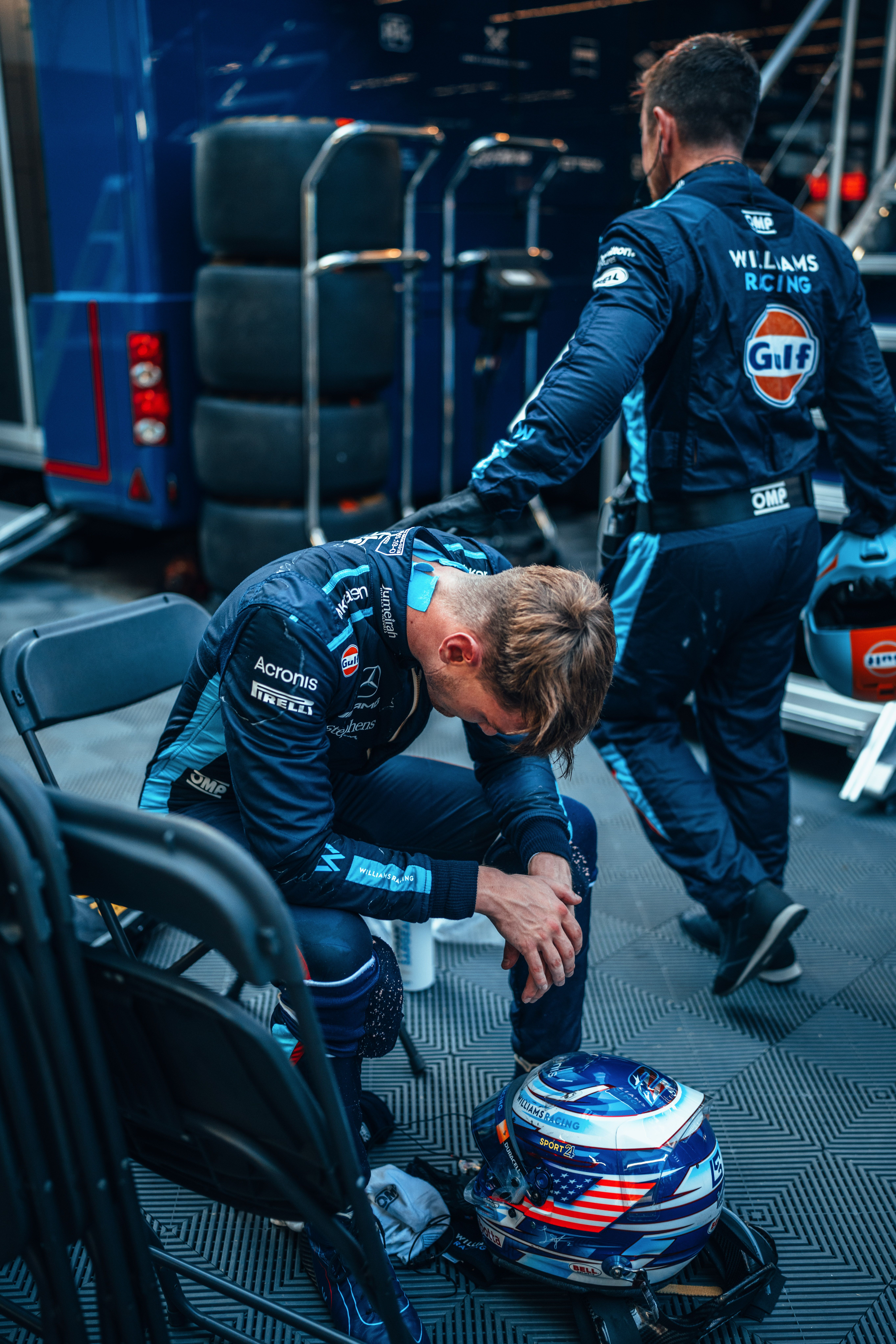 Taking a moment after a very physical race in Hungary.