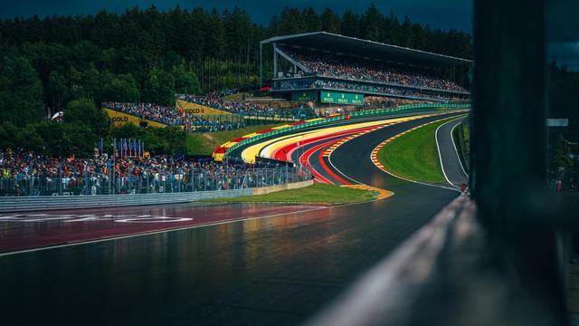 It didn’t stay dry for long. Eau Rouge looks like the river it was named after…