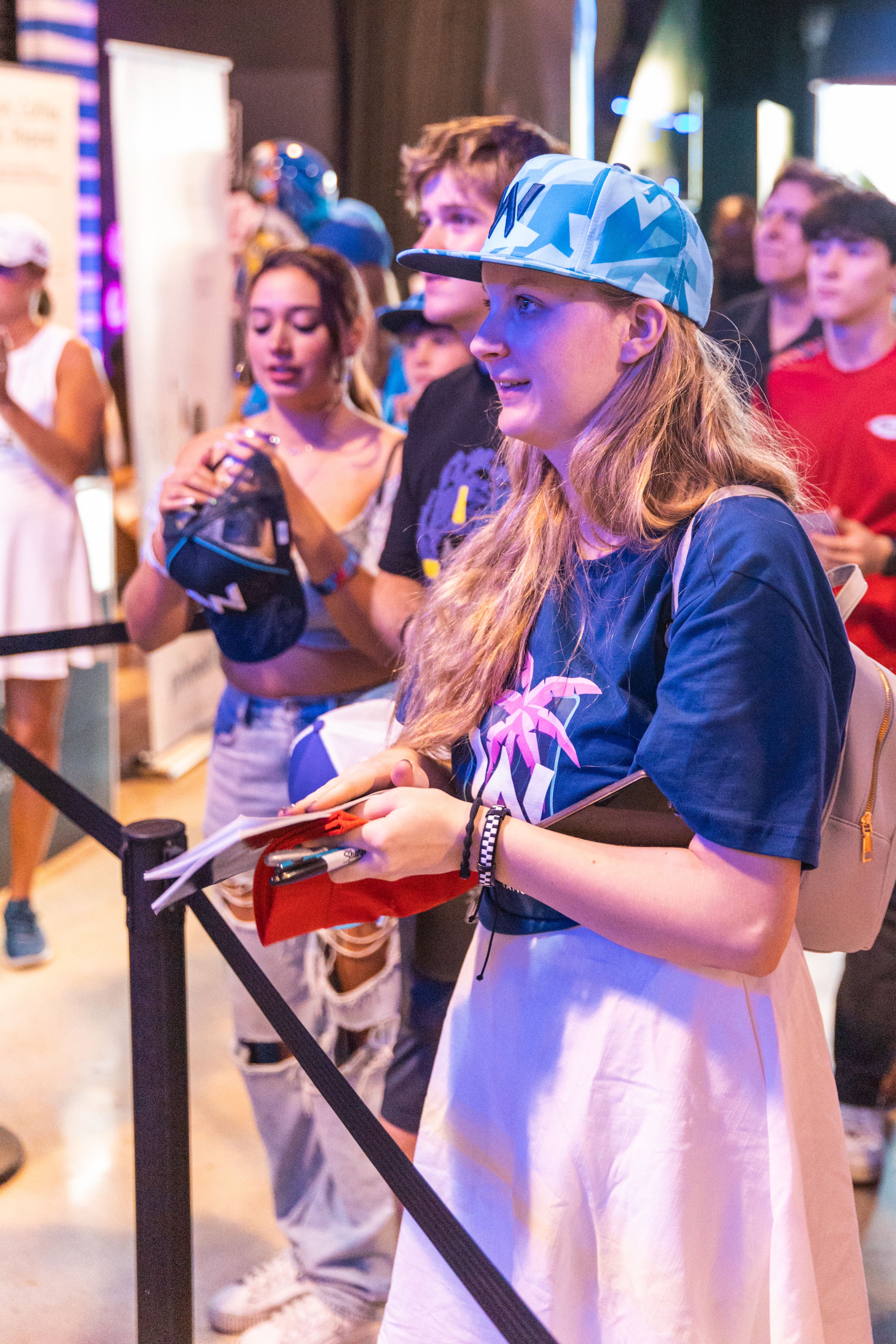 Waiting patiently to meet the man himself.