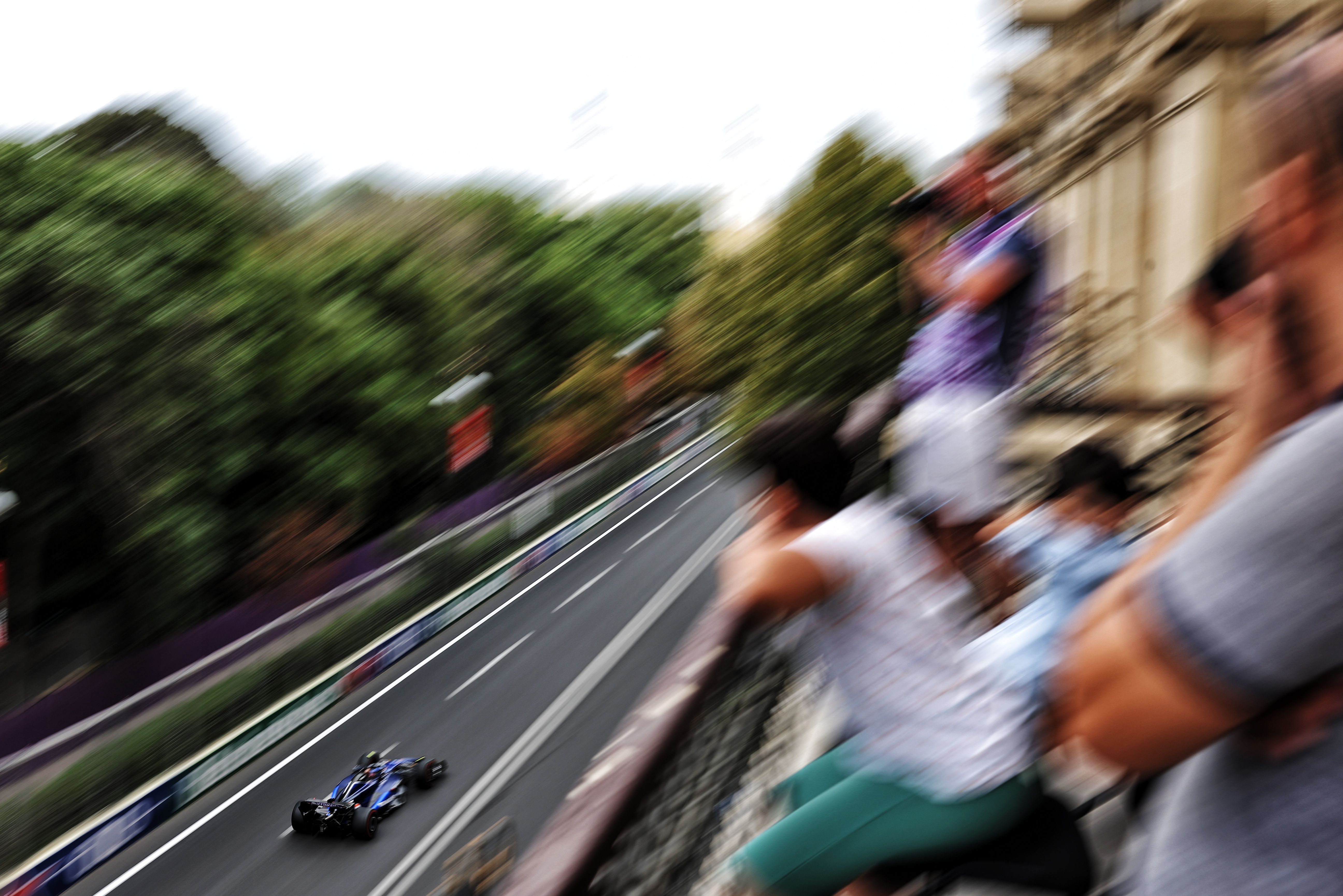 Fans watch on from the Baku balconies