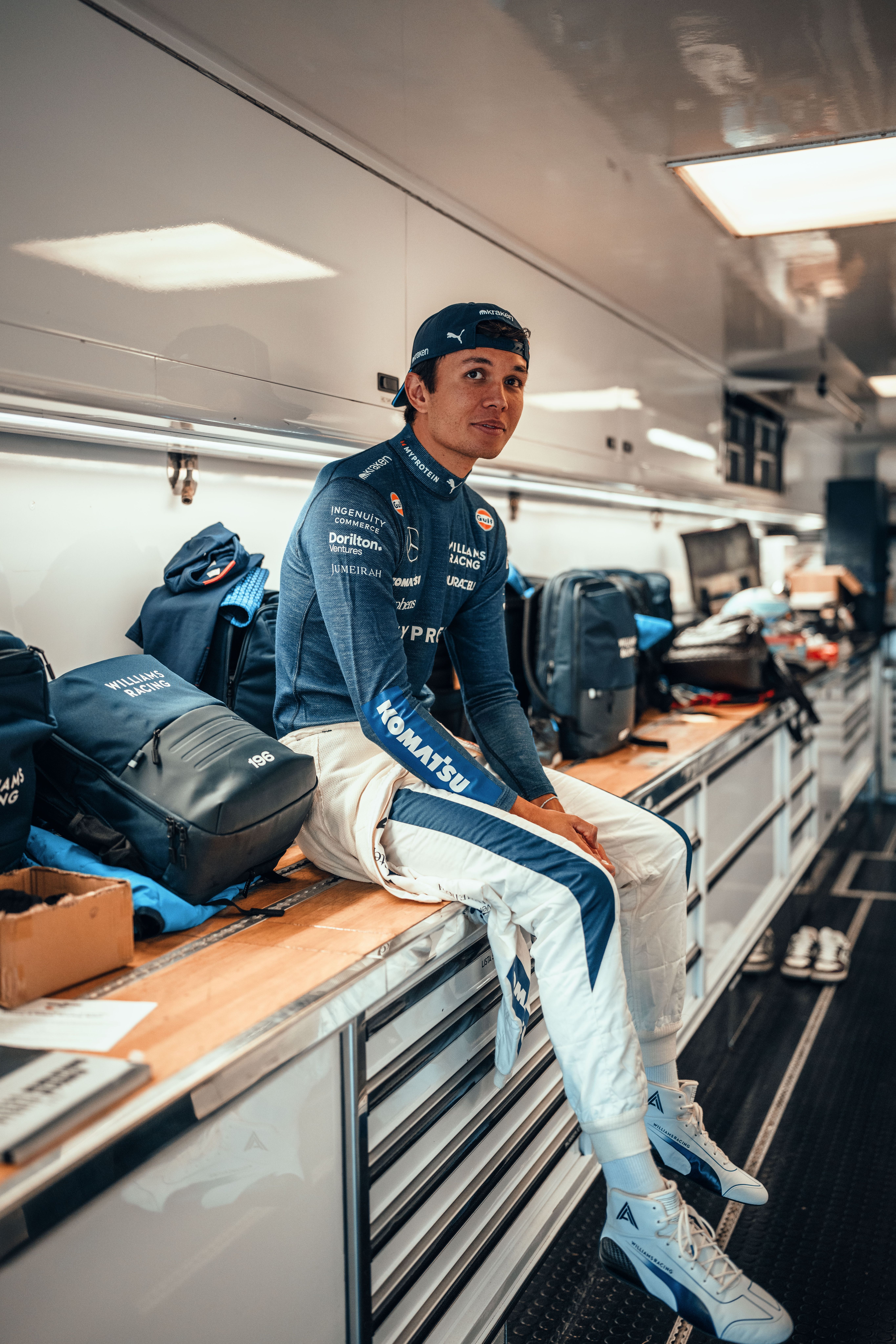 Waiting for his turn in the FW08.