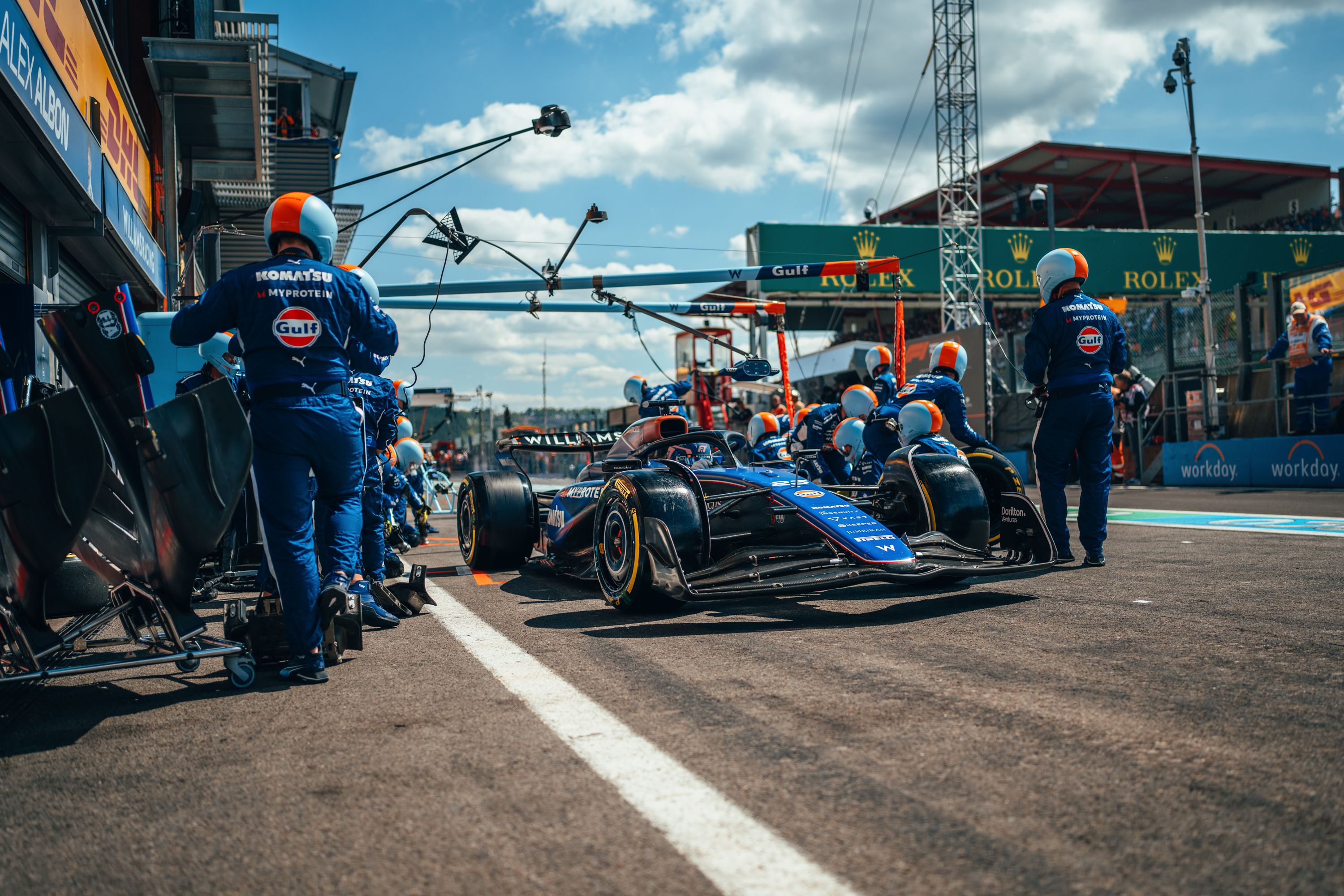 In and out for Alex during the first pit stop.