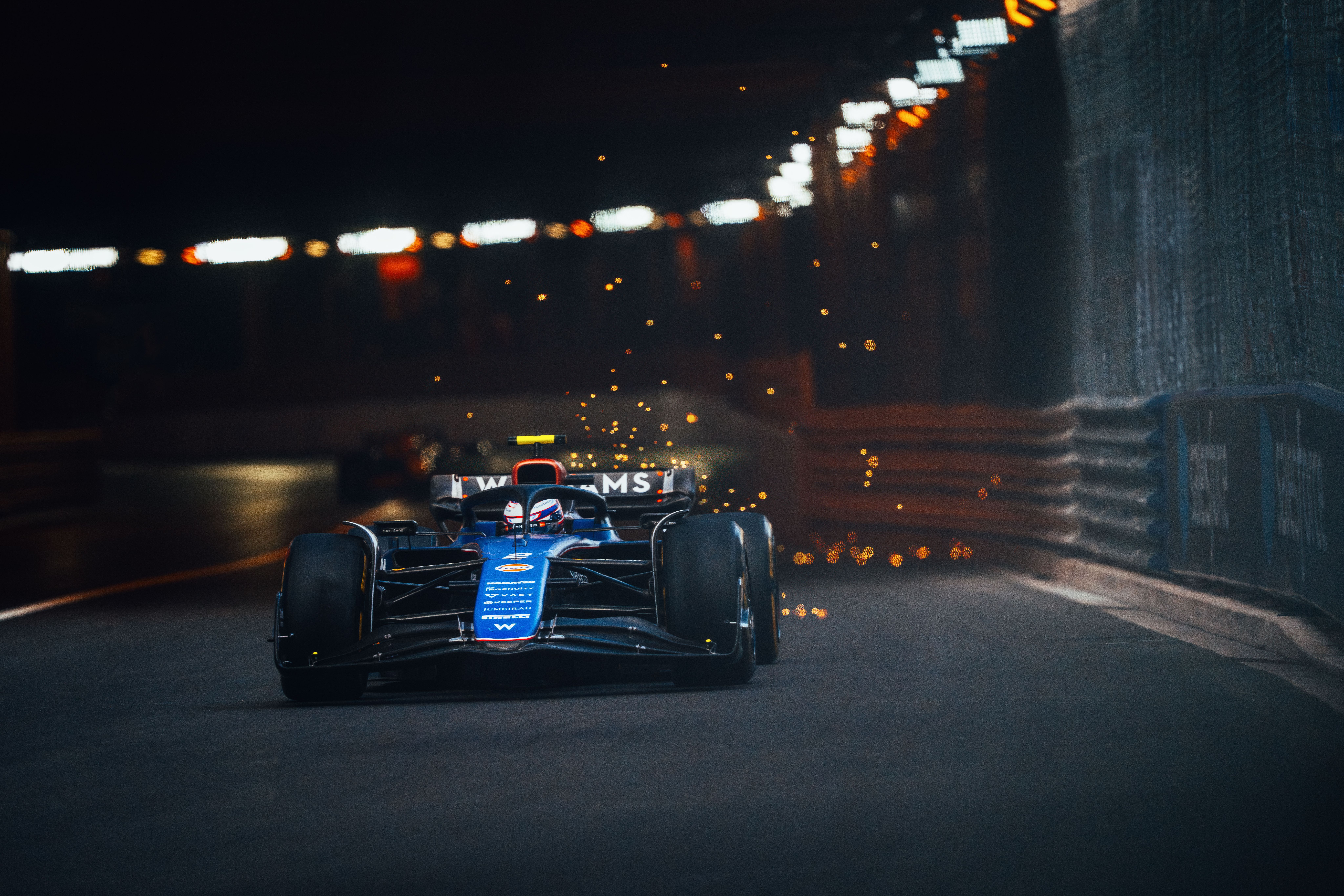 Sparks fly as our #2 FW46 exits the tunnel