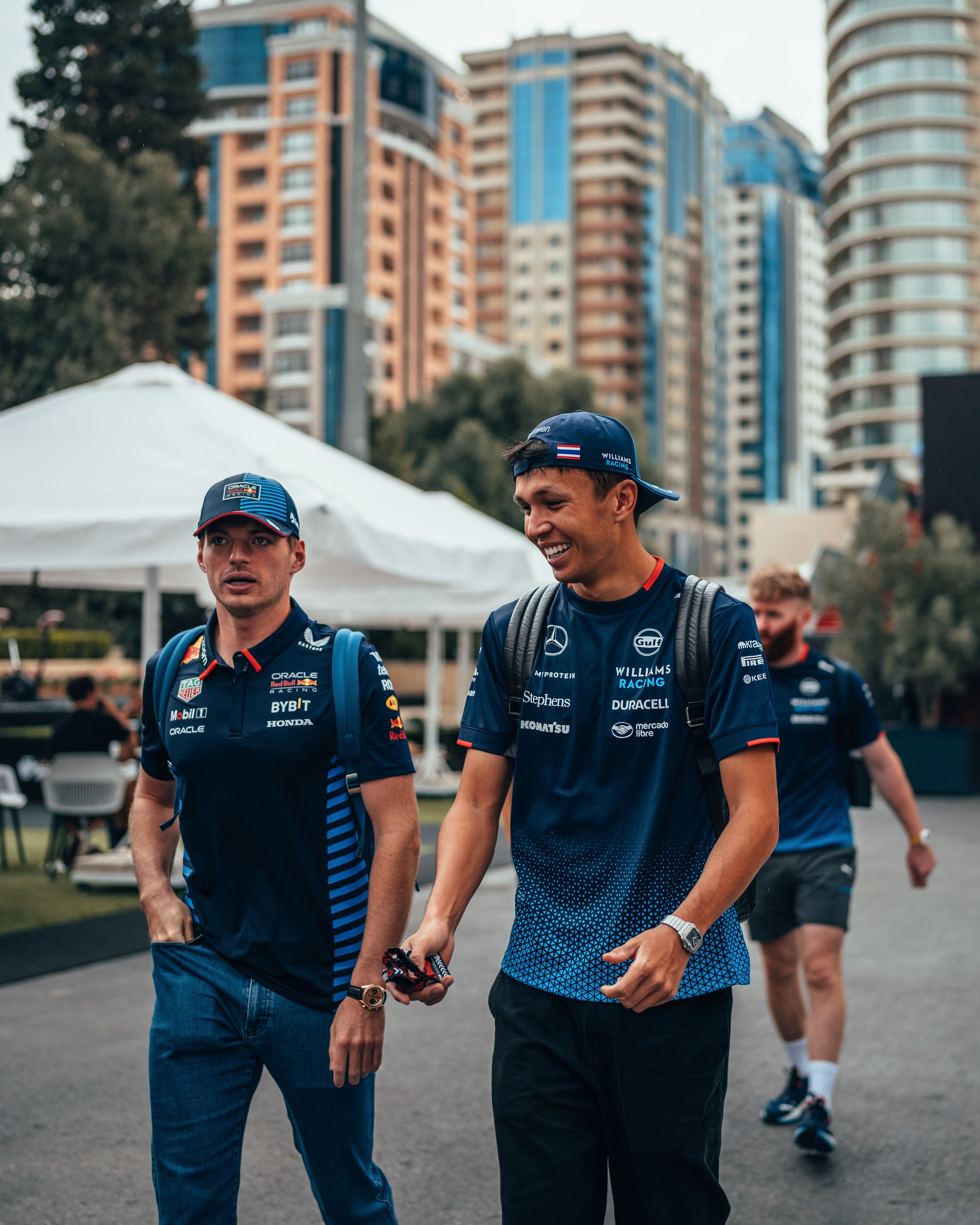 Alex and Max Verstappen enter the Baku paddock for Saturday.