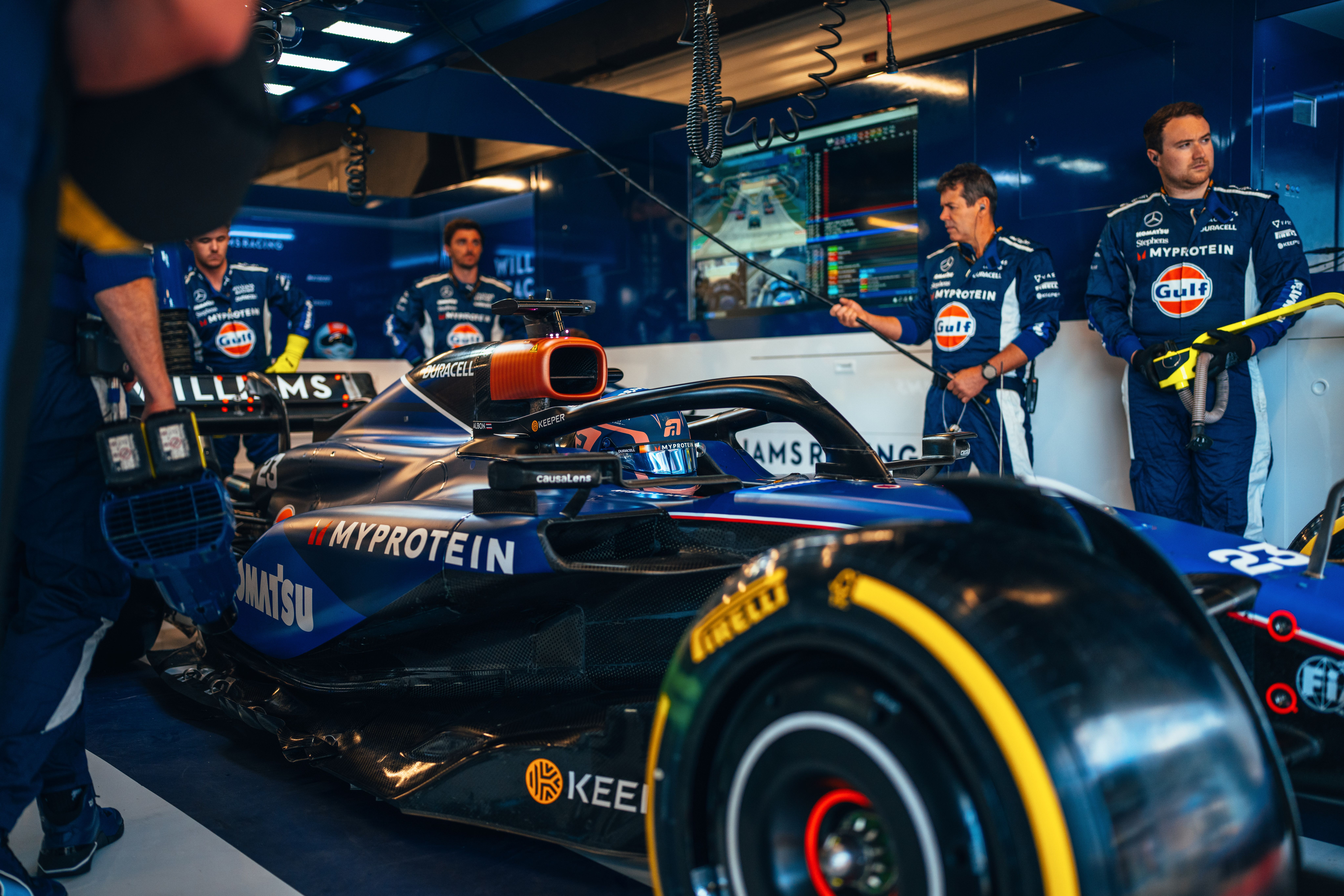 Rolling out for his pit lane start.