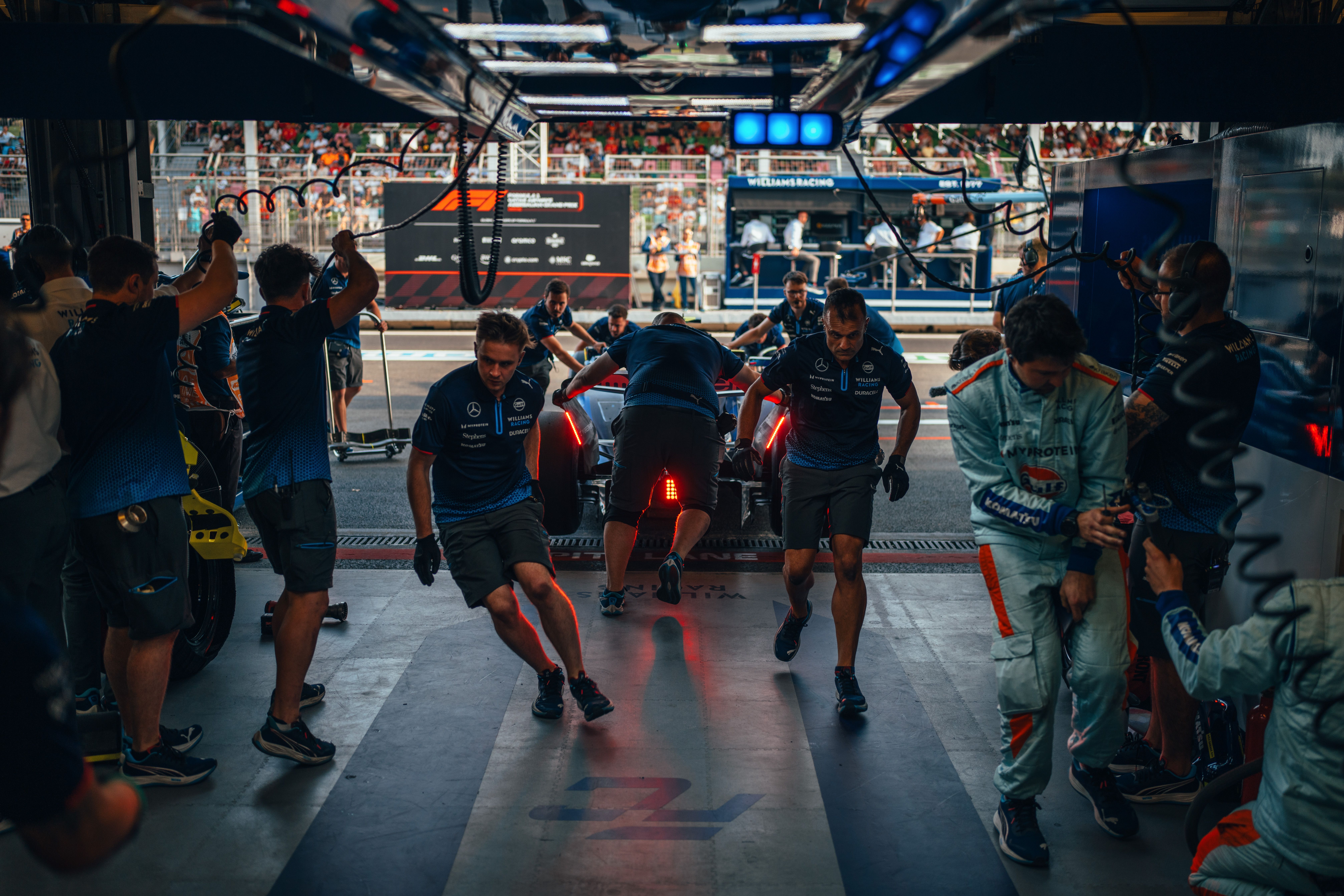 The crew bring Franco's car in after his stellar Saturday