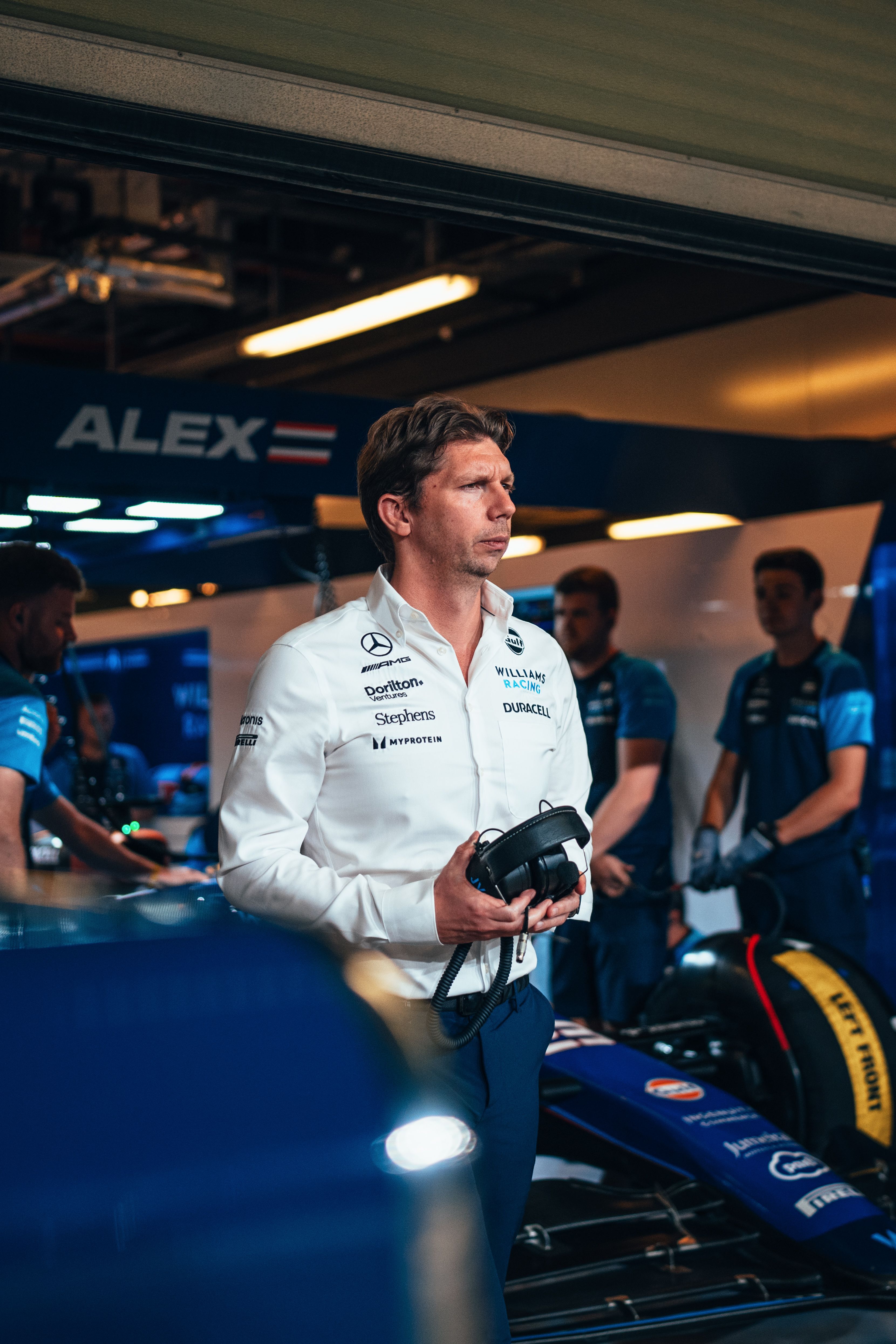 James grabs his headphones as we get ready to qualify.