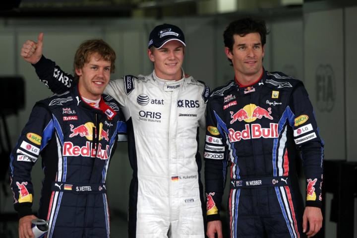 A fresh-faced Nico Hulkenberg after his 2010 pole at Interlagos