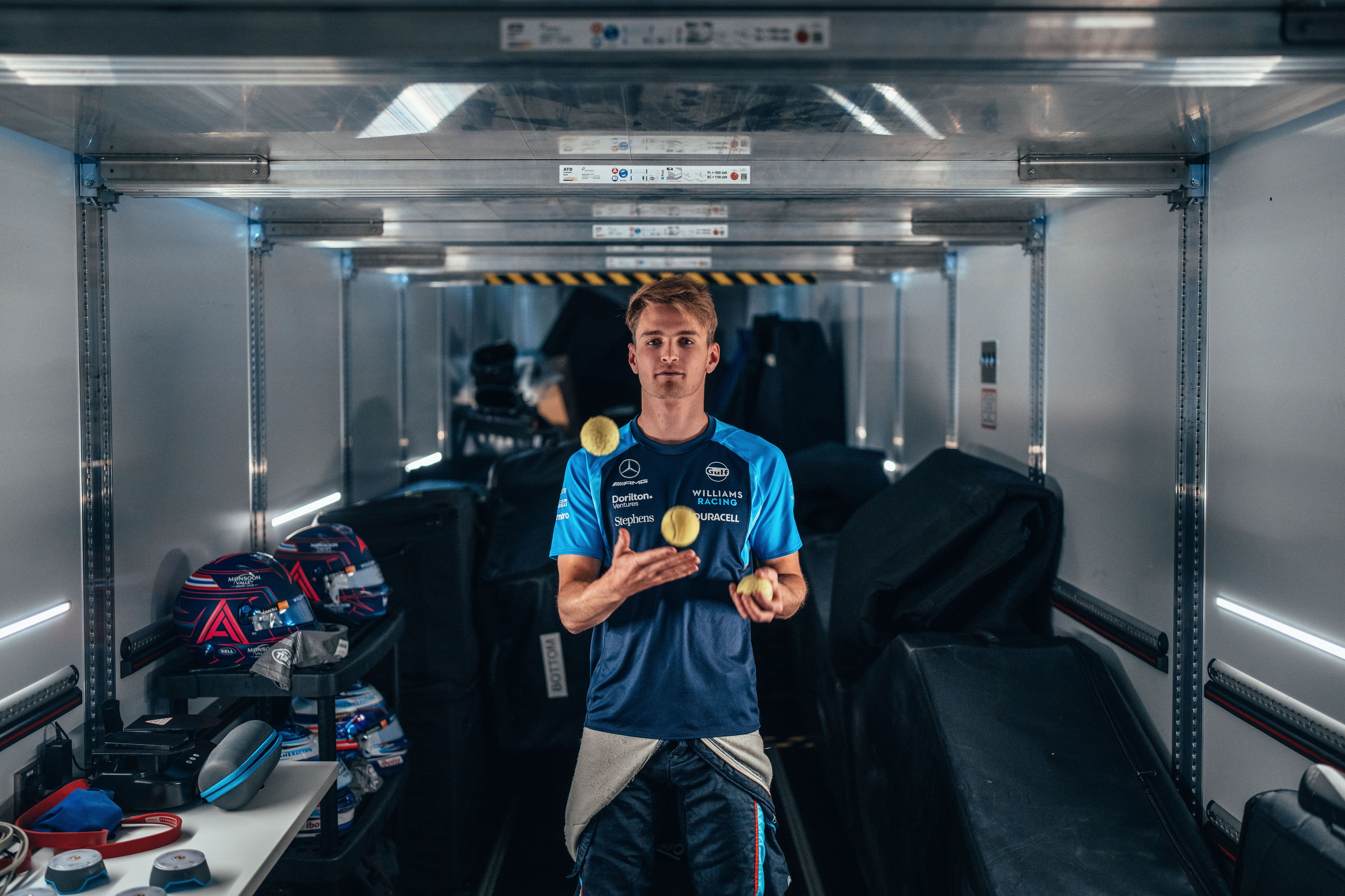 Logan keeps his focus while juggling.