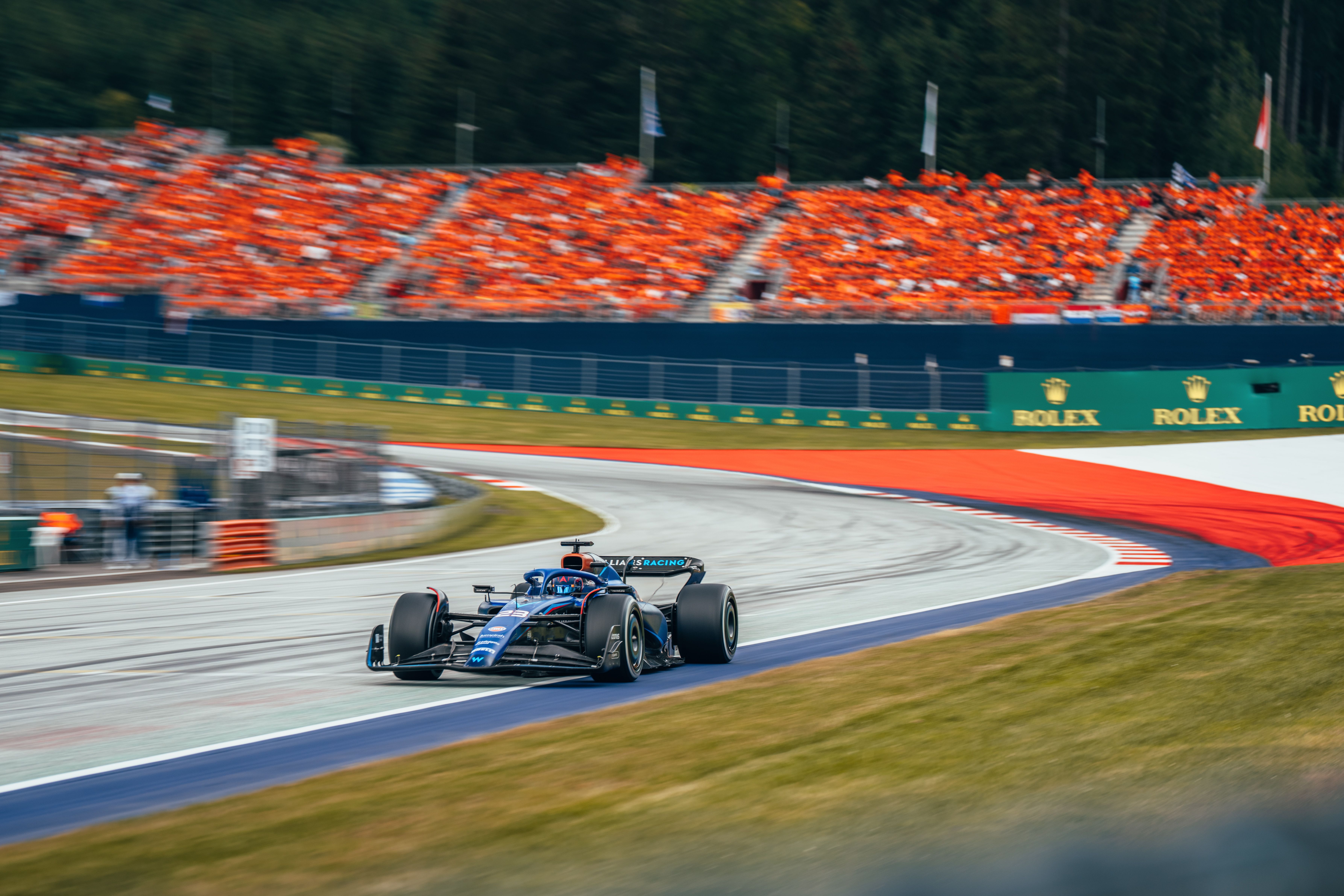 A sea of orange for behind Albono as he battles in the top-10 positions.