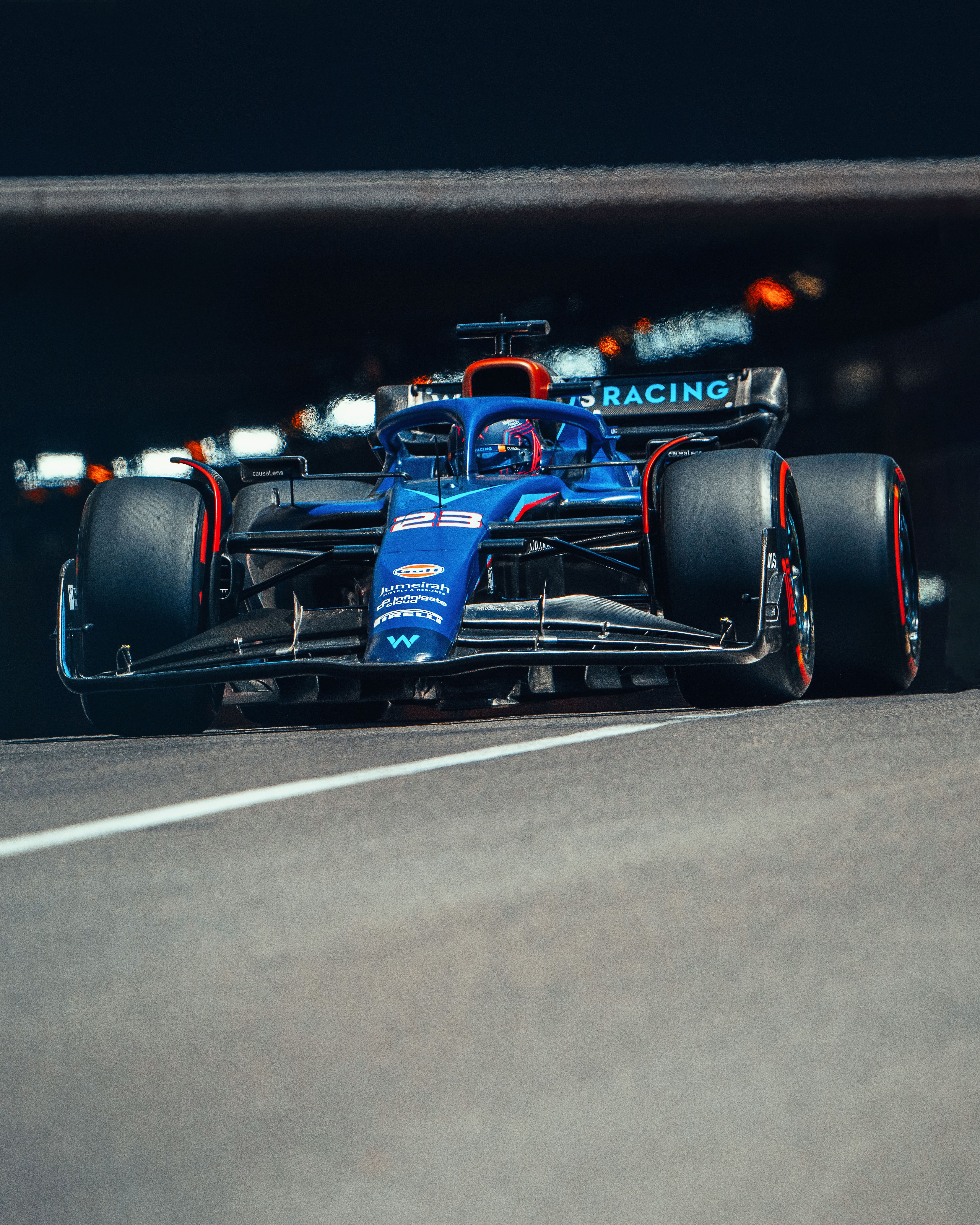 Alex emerging from F1’s only tunnel on the calendar on his way to P13.