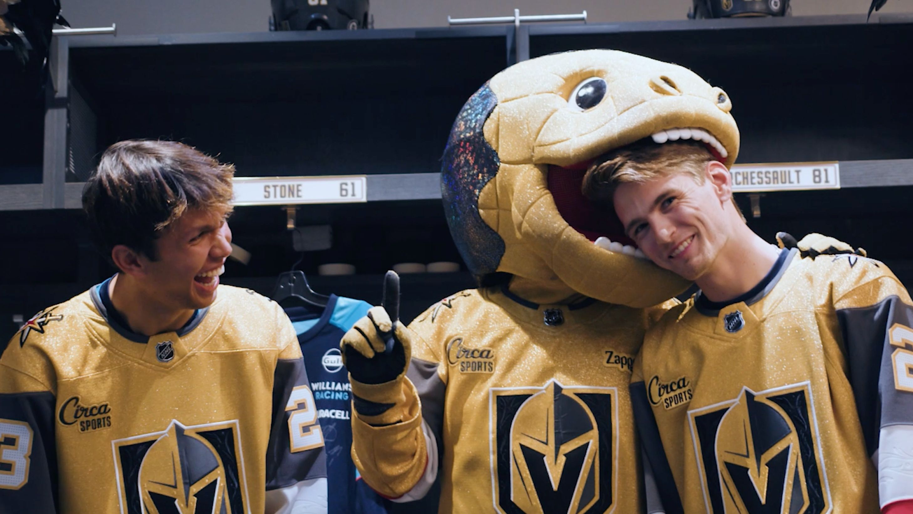 WATCH Alex Albon and Logan Sargeant tour the Vegas Golden Knights Williams Racing