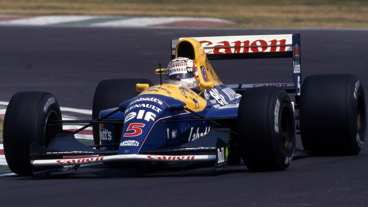 Photo of Nigel Mansell in the FW14B