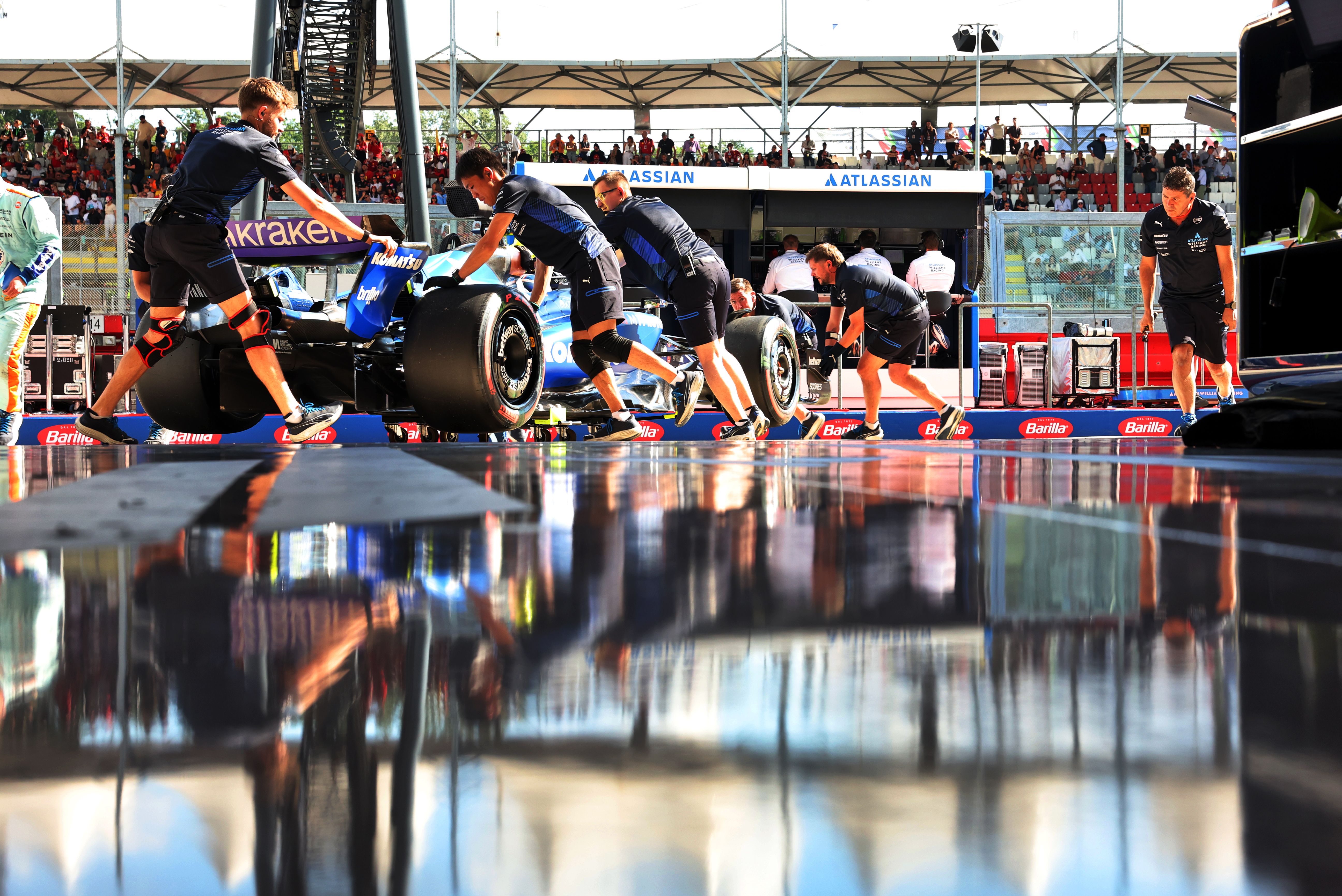 The team wheel Albono back into the garage