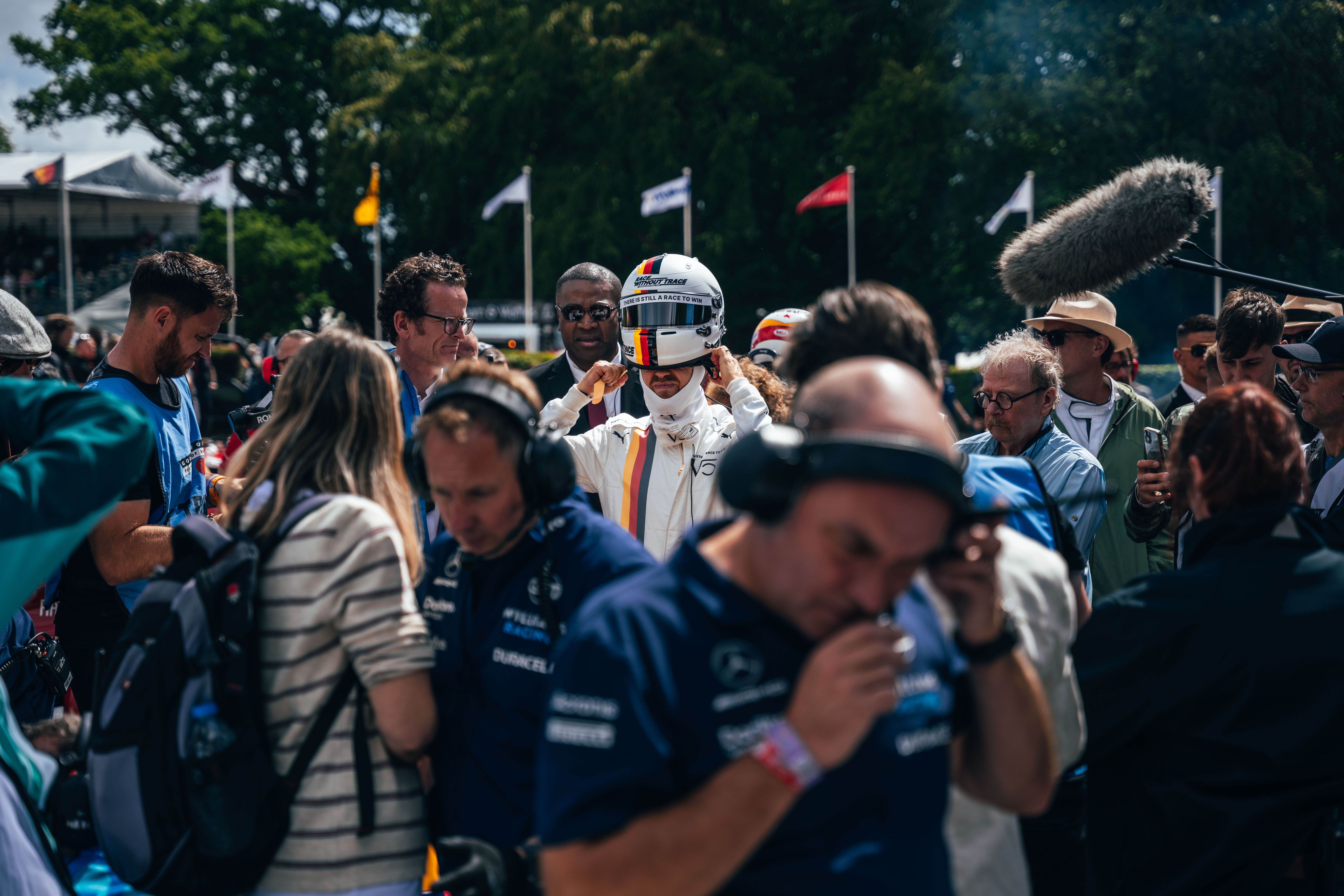 Another champ was also preparing to take a famous Williams around Goodwood.