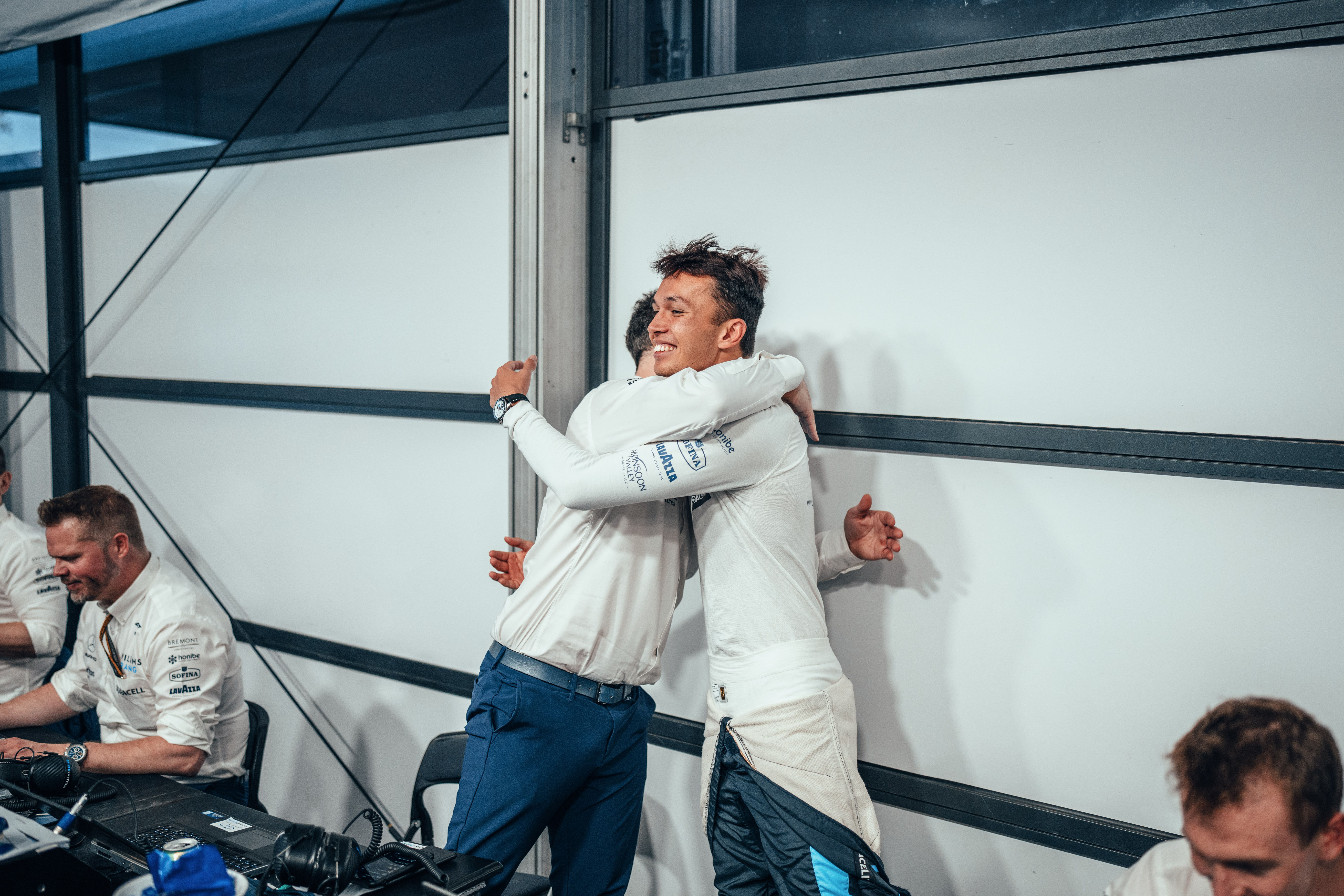 A welcome embrace ahead of the debrief.