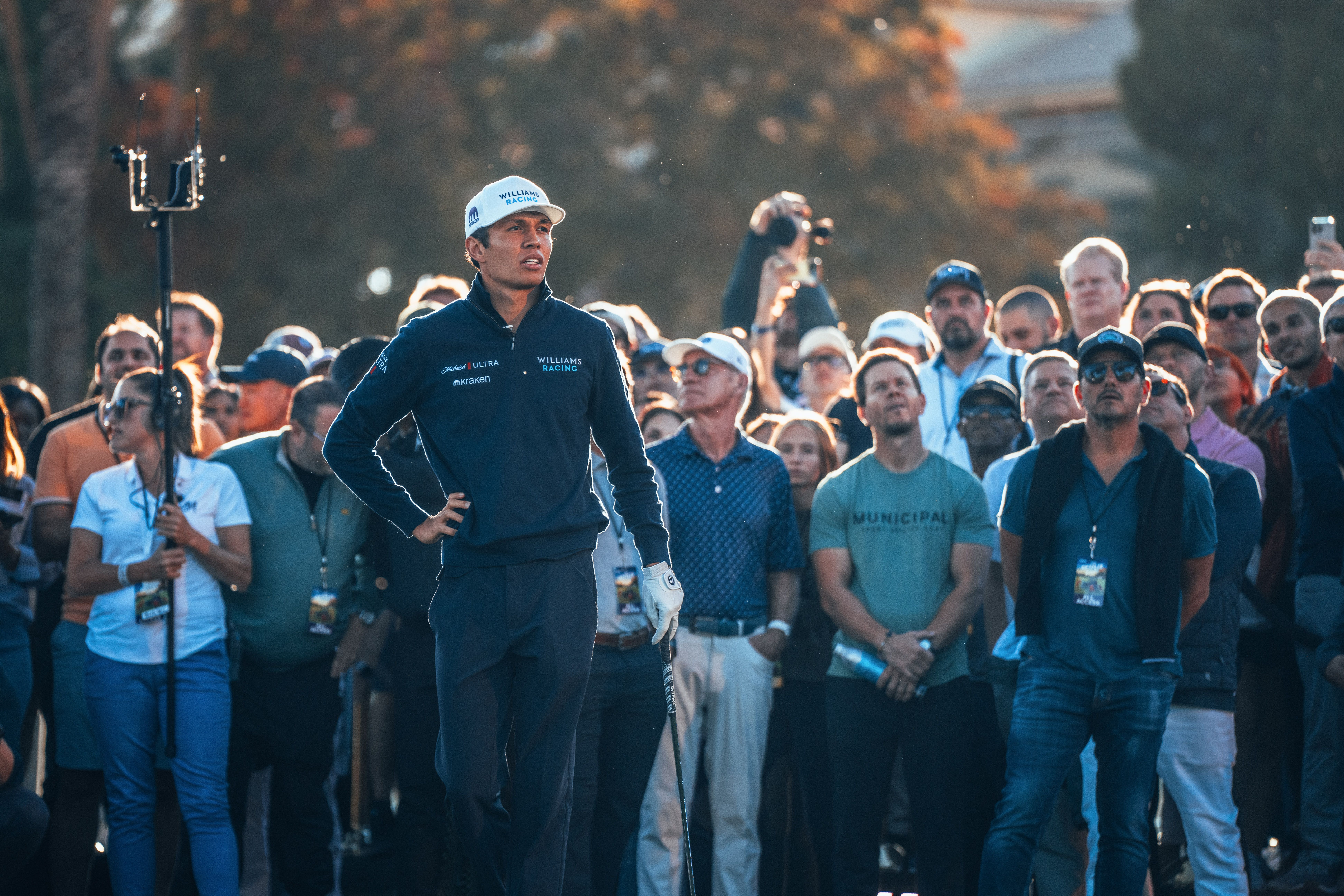 Alex was one of four drivers taking part, alongside four PGA stars.