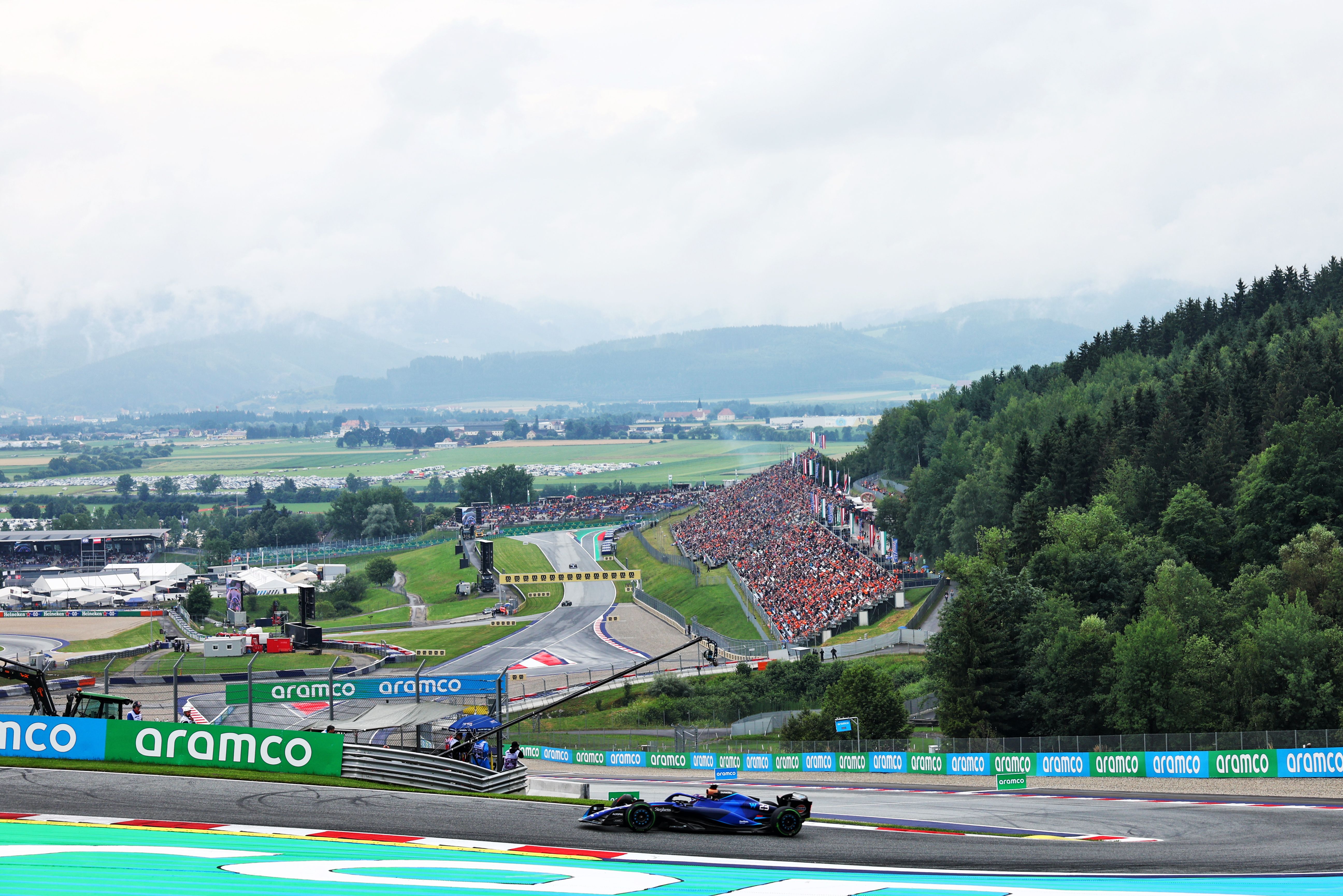 The weather held off for the day’s first session, creating dramatic-looking skies like this.