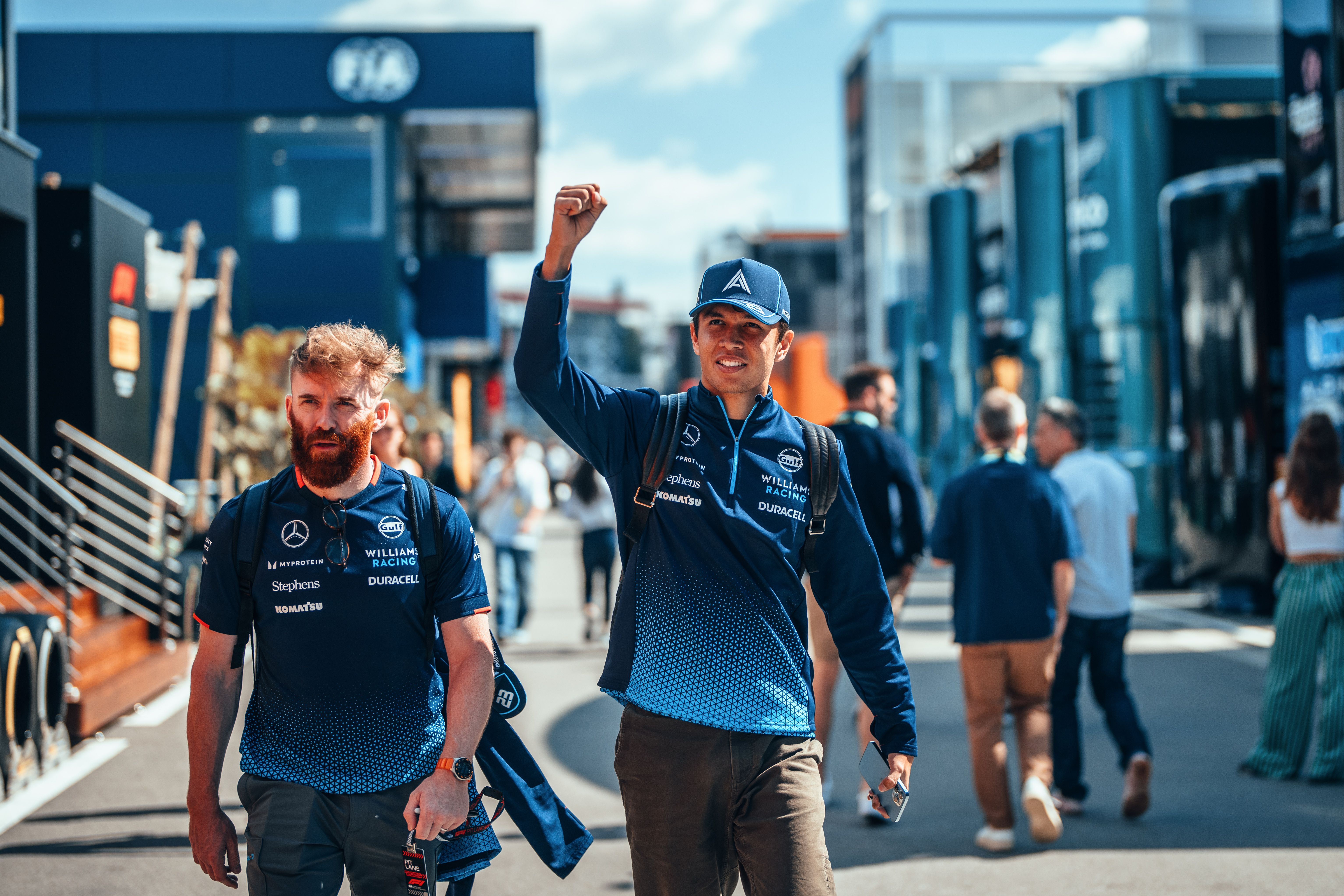 Albono arriving at track.