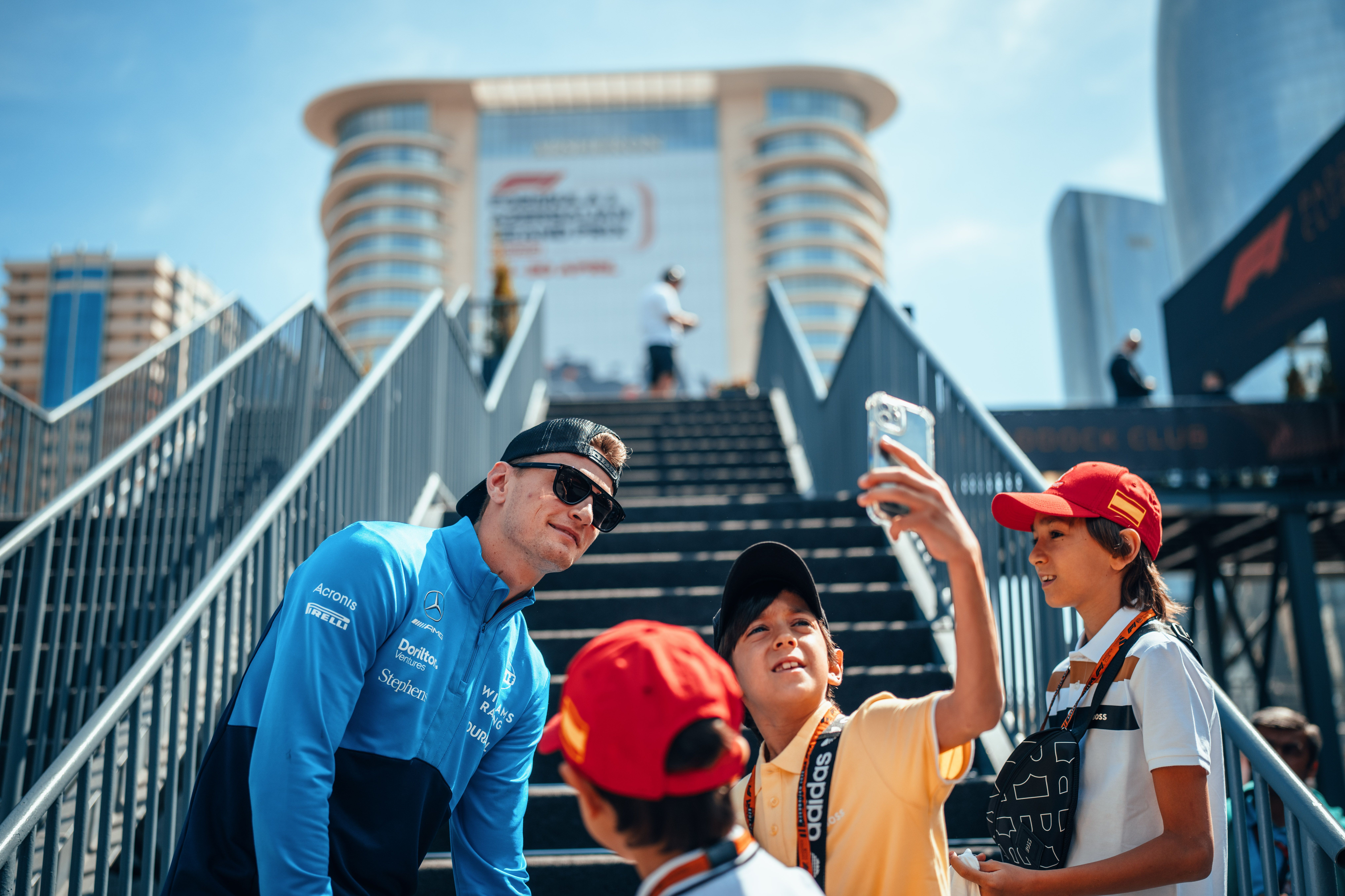 A moment for the young fans at Baku for Sarge.