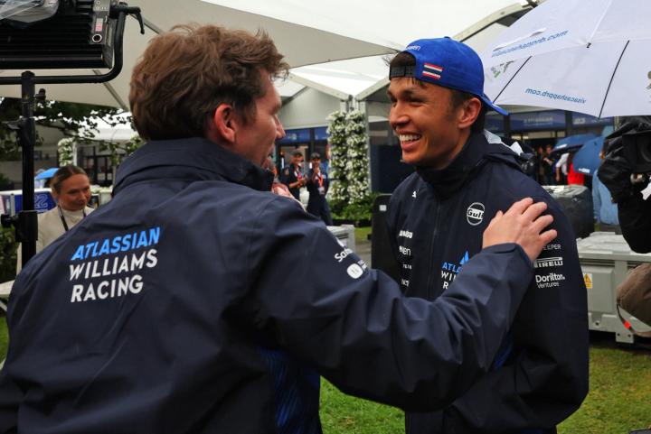 Celebrations after Alex Albon's P5 in Melbourne
