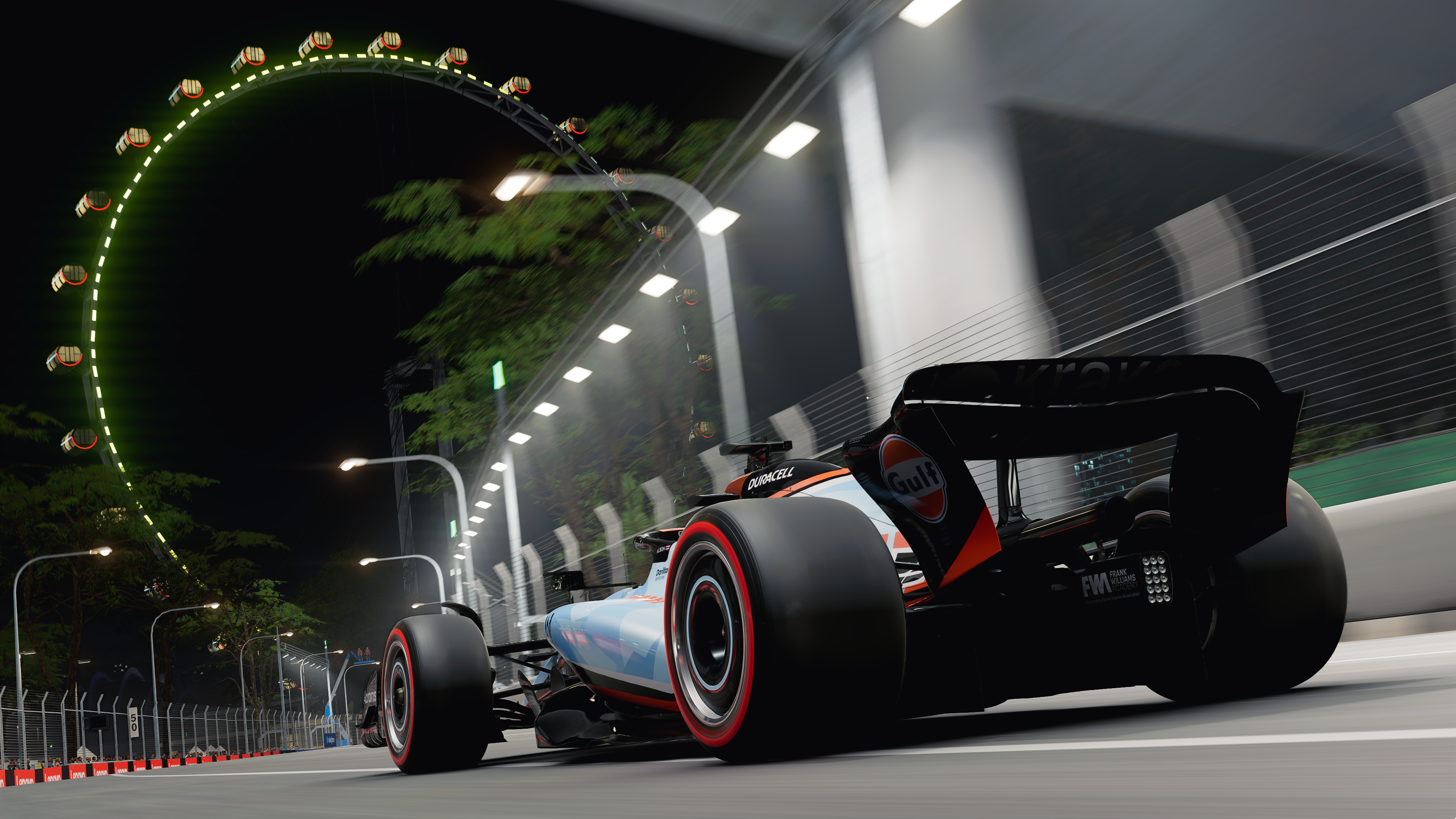 Flying towards the Singapore Flyer.