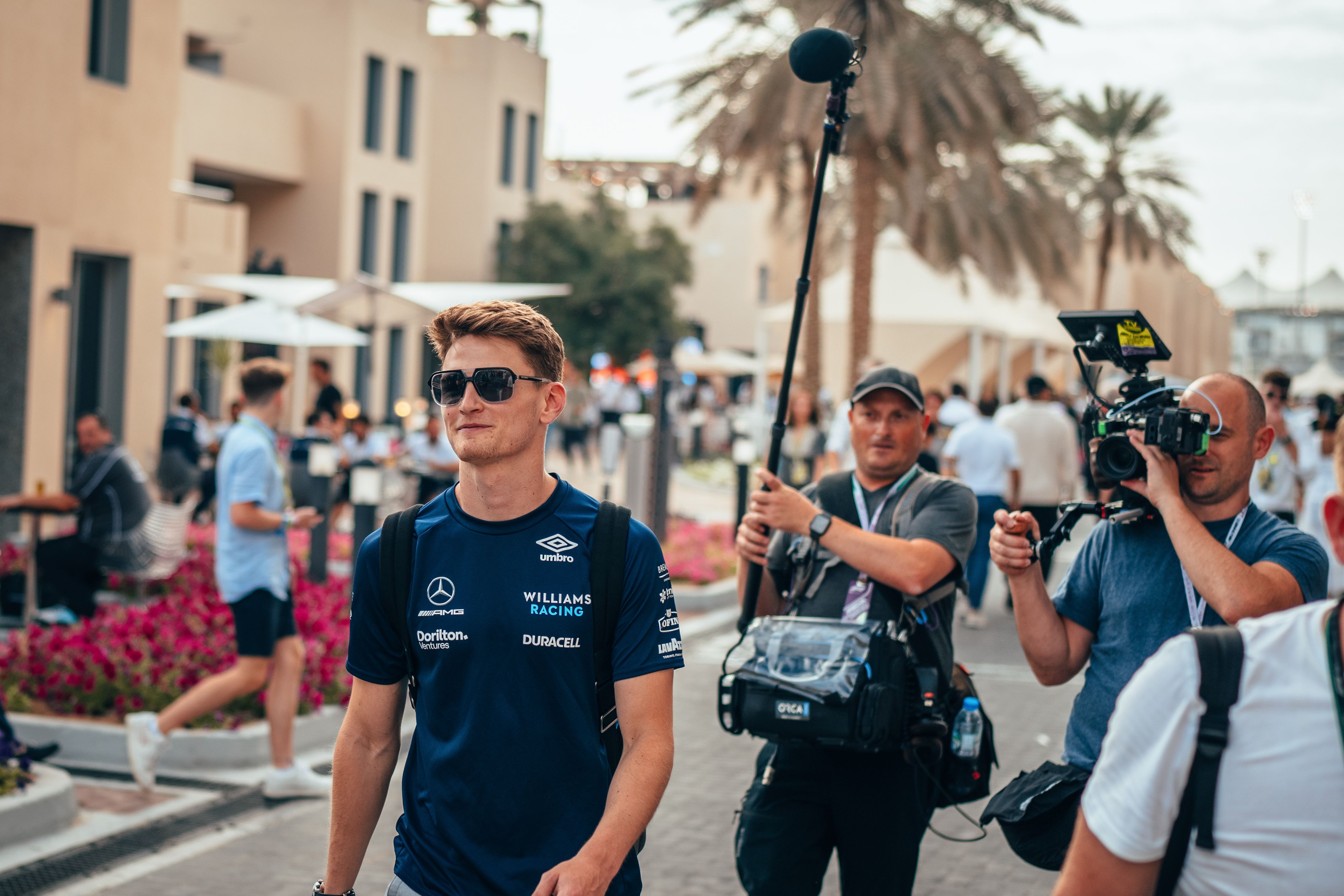 Plenty of lenses trained on Logan as he entered the F1 paddock on Sunday
