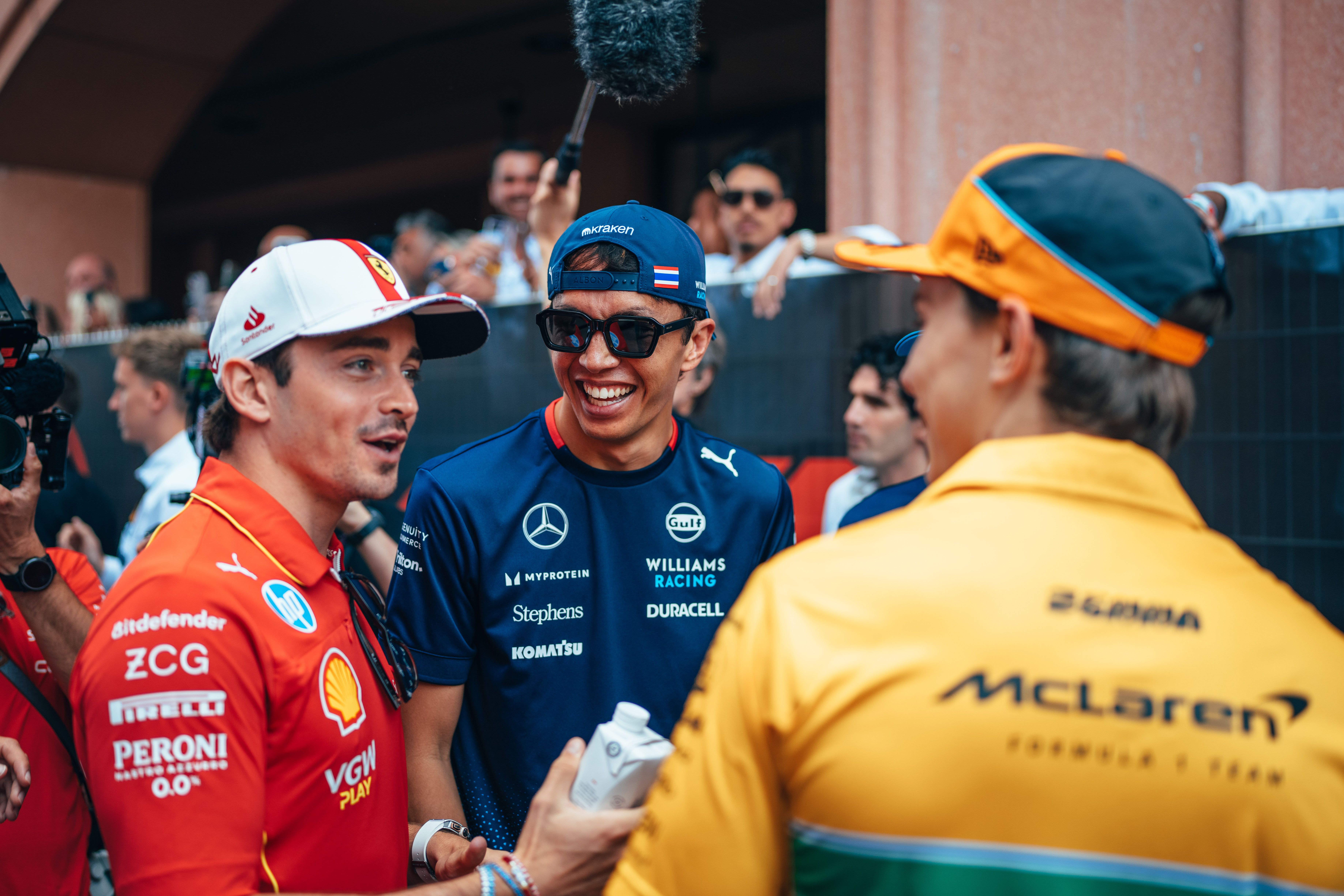 The home driver shares a laugh with Alex ahead of lights out