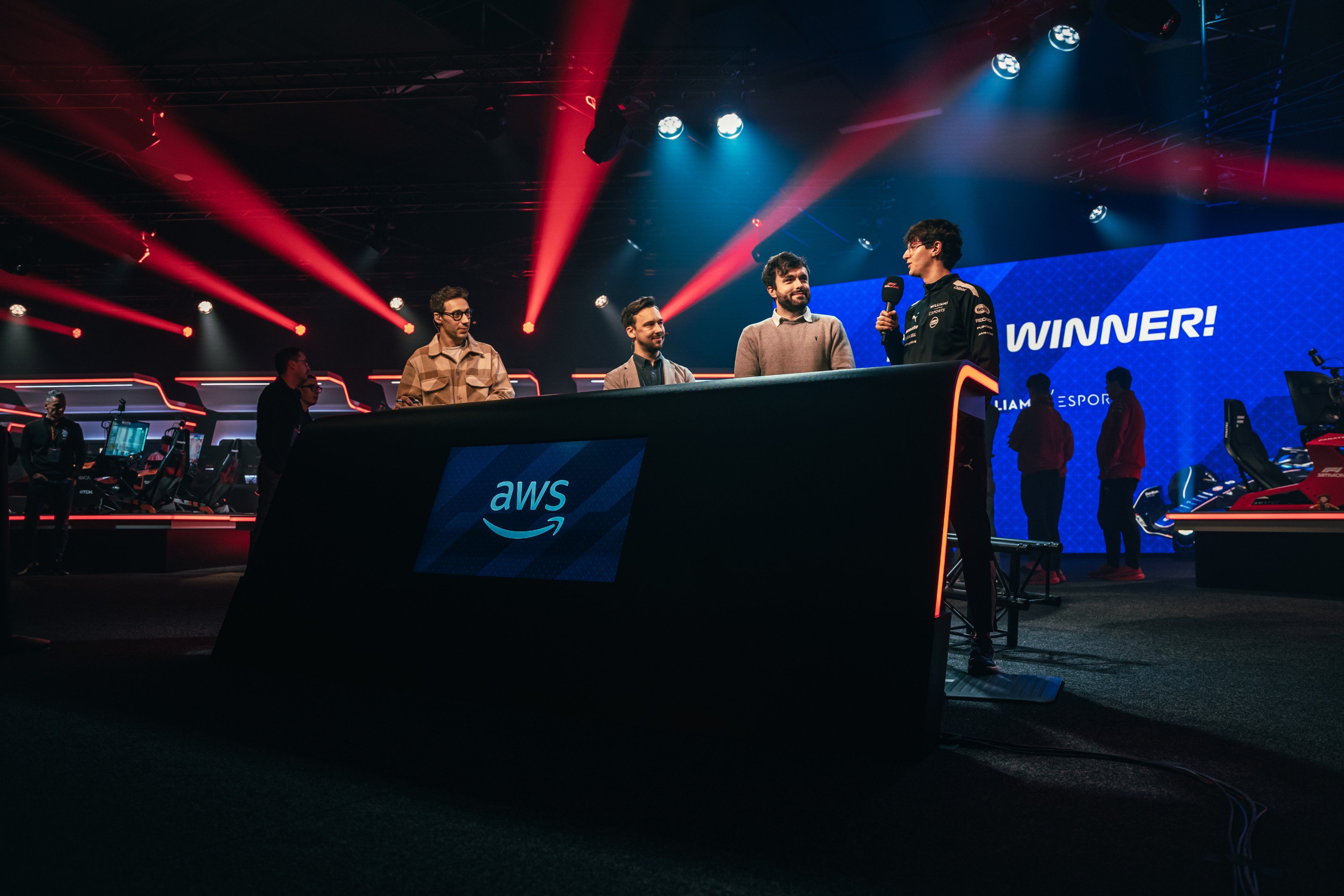 Speaking to the world post-race.