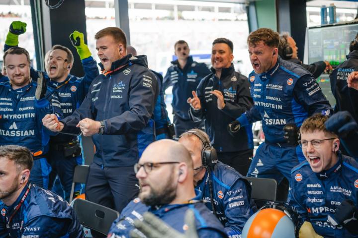 Celebrations in the Atlassian Williams Racing Garage after the Australian Grand Prix 2025