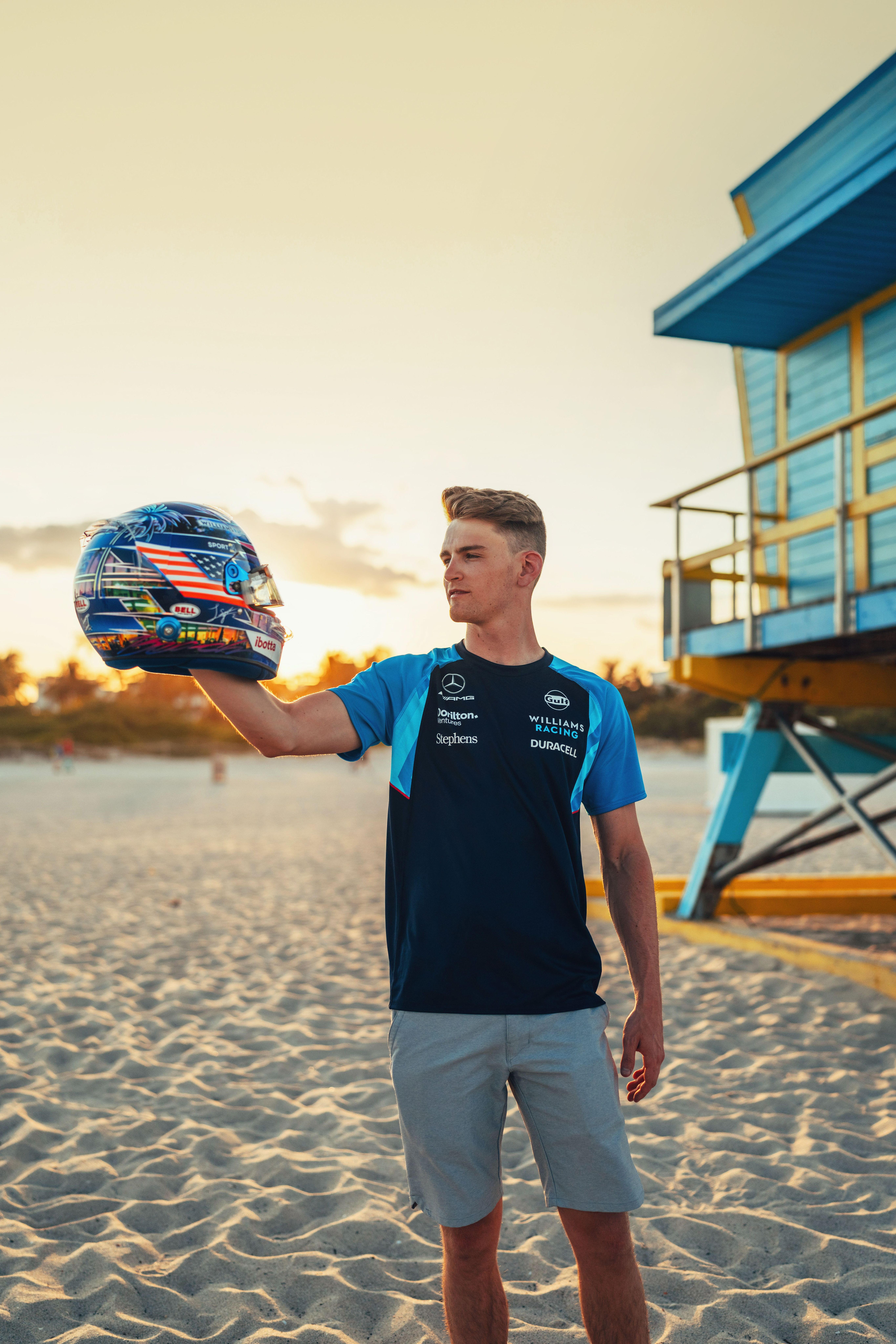 Golden hour on the sands of Miami Beach.