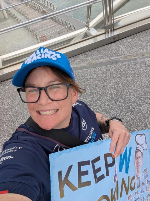Erin, Singapore GP - "Having James call out my sign at the Fan Zone Q&A! My year has been made!"