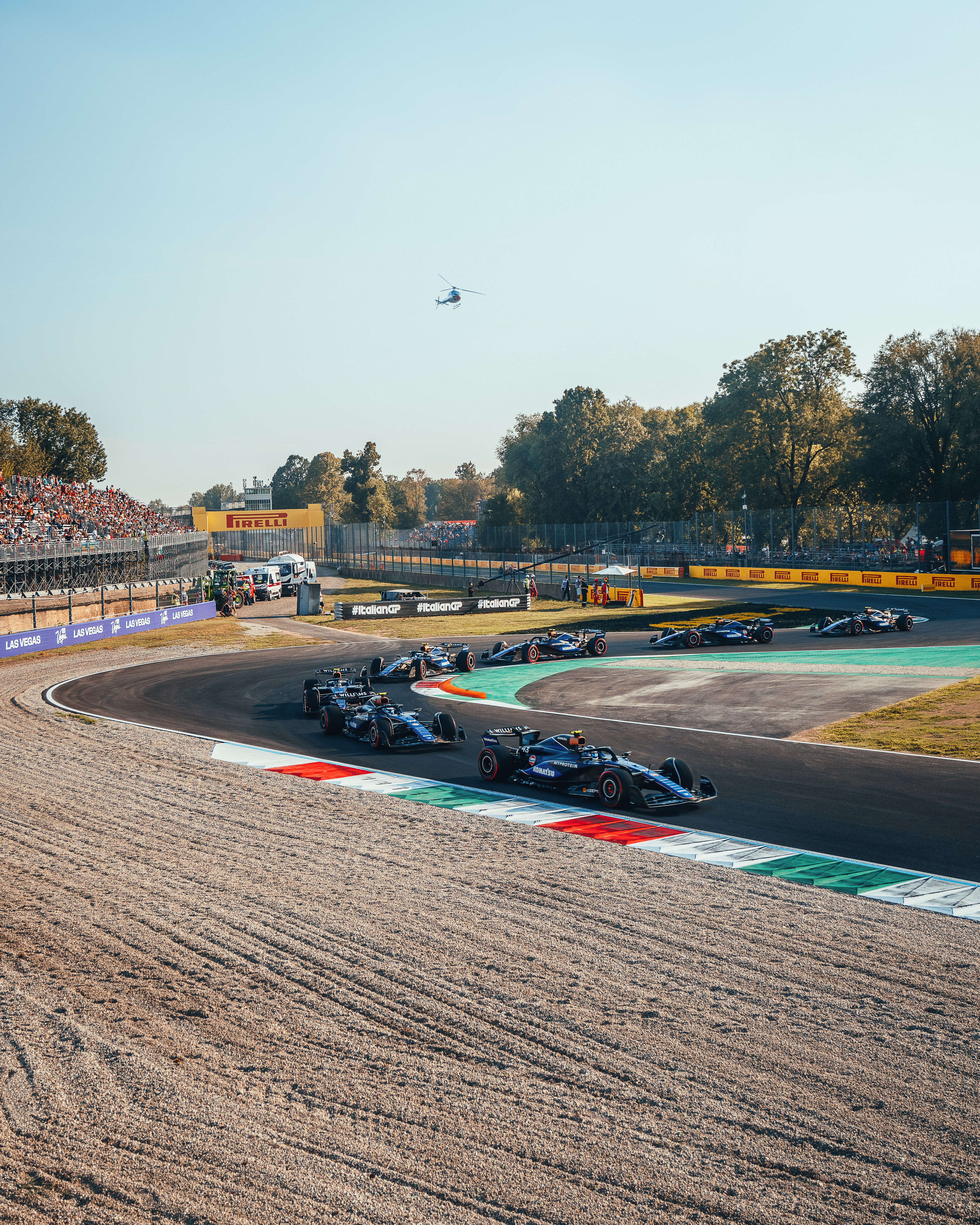 The process of rounding the first corners at Monza.