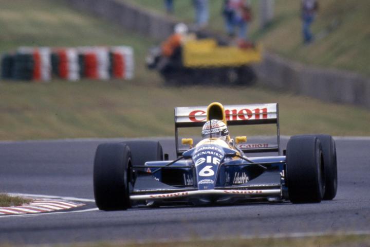 Former Williams Racing driver Riccardo Patrese in the FW14B at Suzuka, 1992
