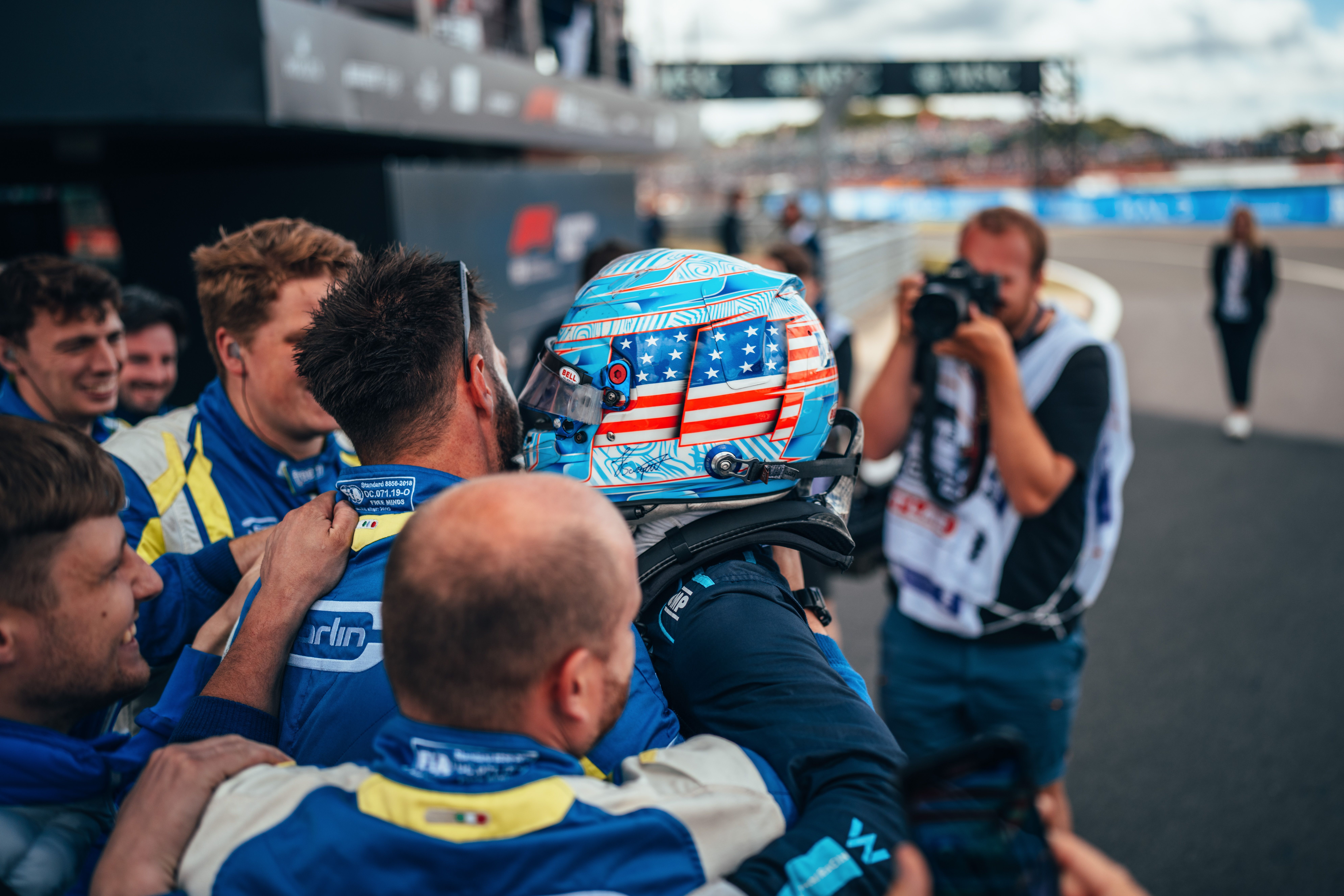 Celebrations with his Carlin team