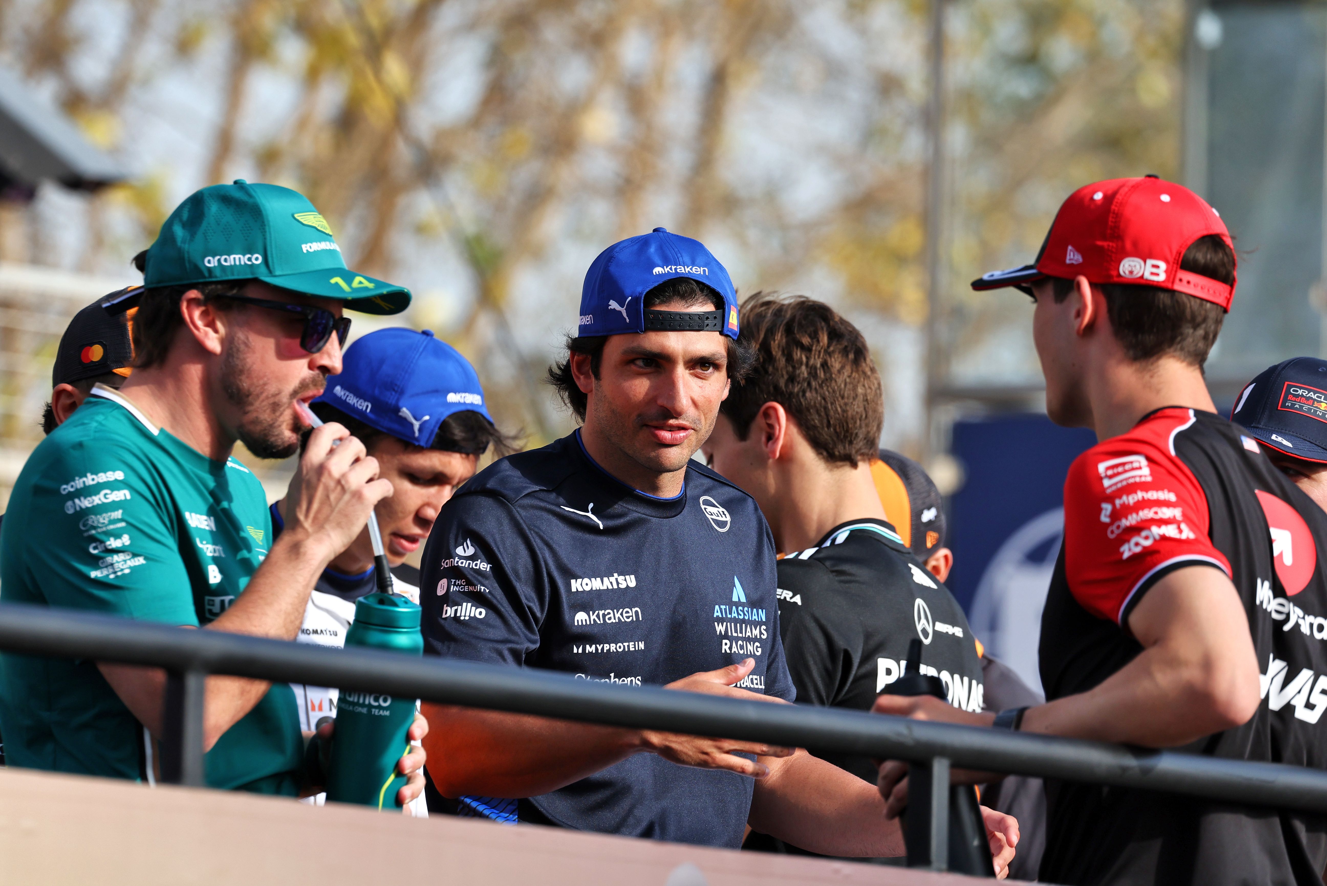 Carlos chats to his peers on the driver parade