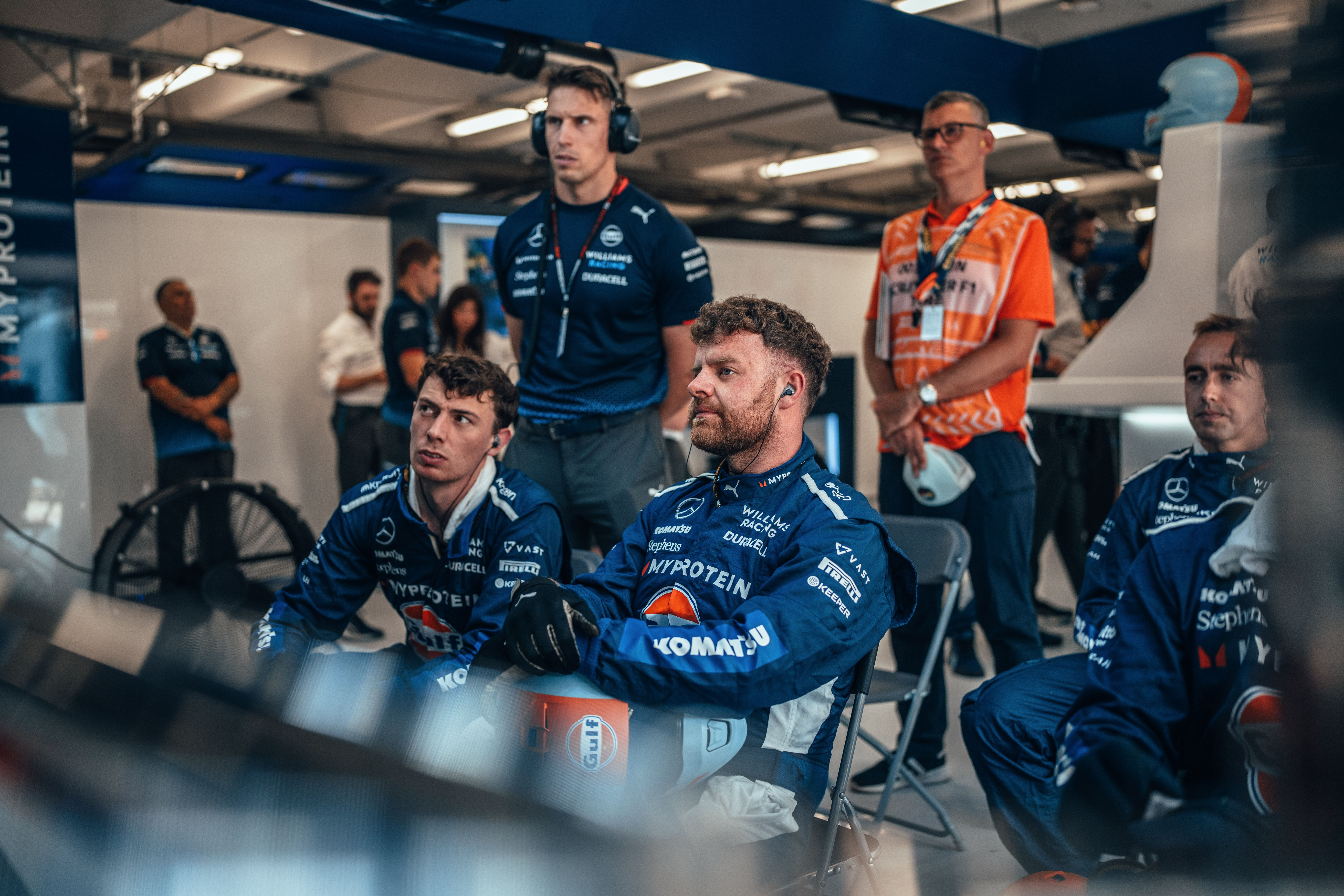 The garage looks on in a tricky race