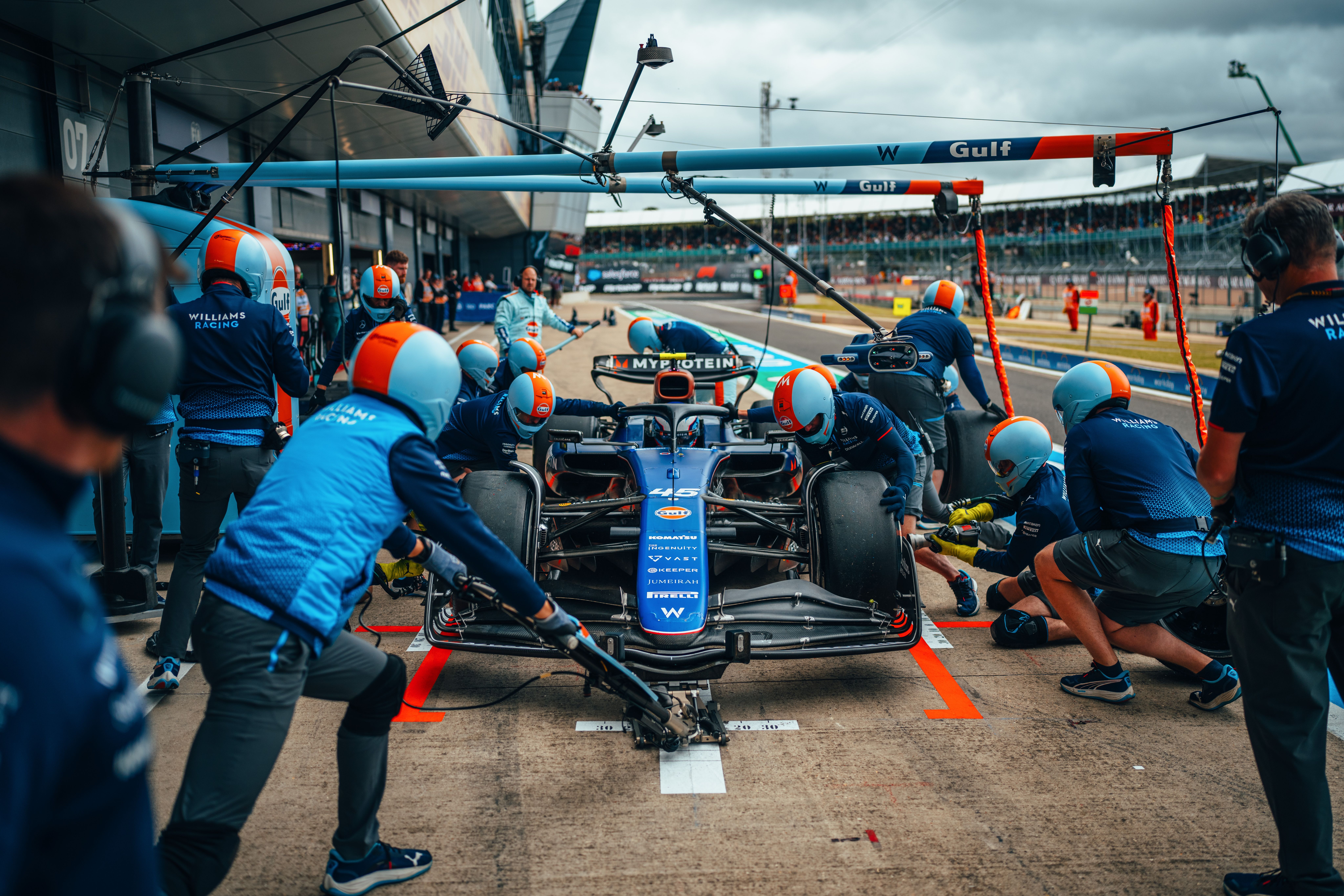 Stopping on his marks.