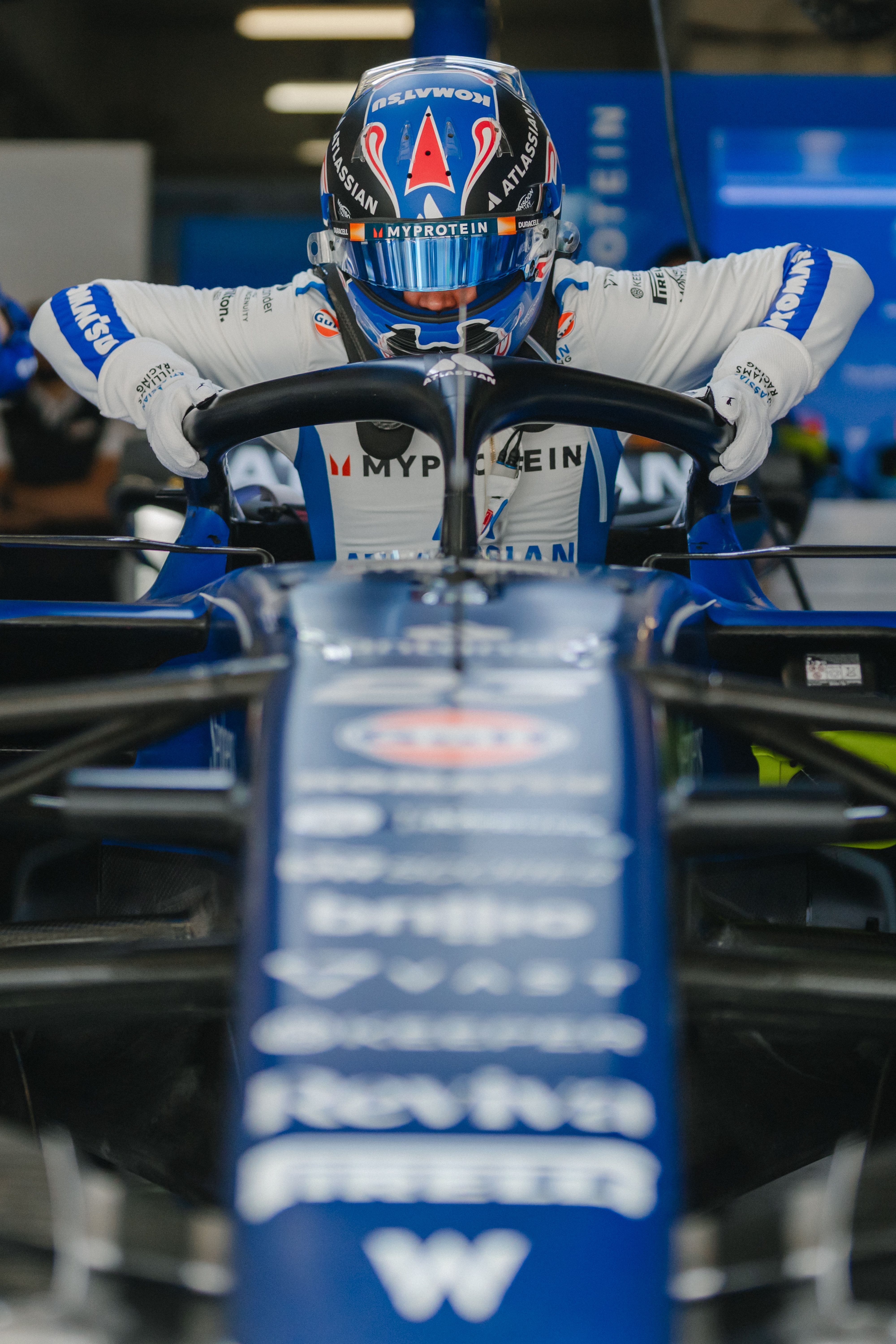 Alex lowers into the cockpit for Quali