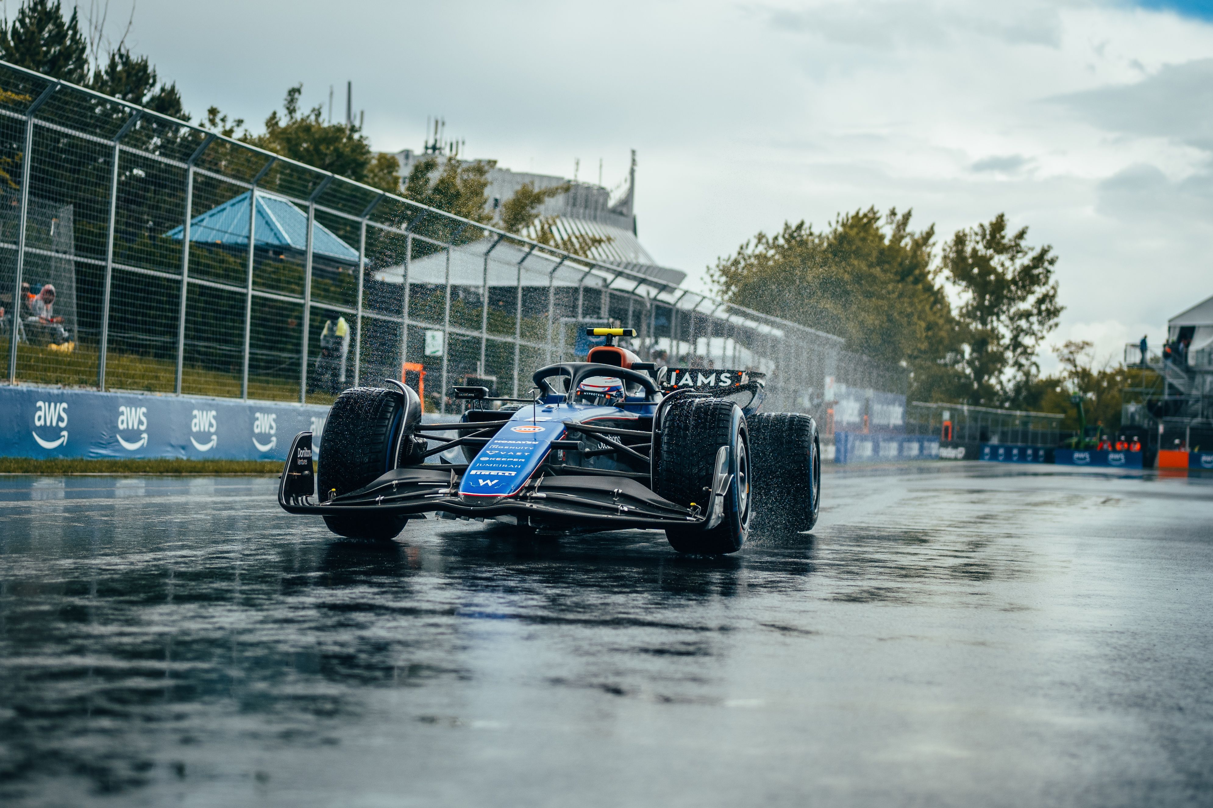 Logan drives to the grid in full-wets – but he started on inters