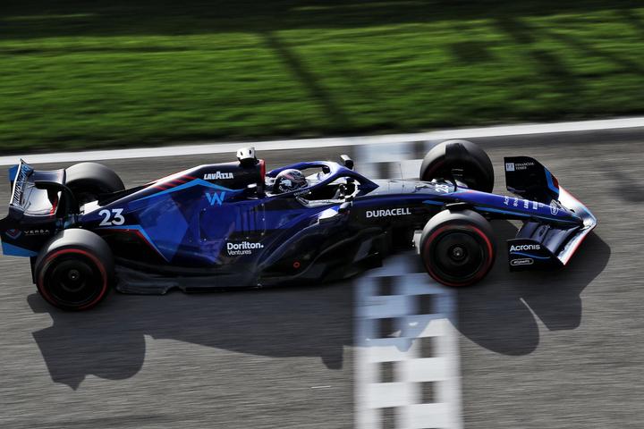 Williams Racing's Alex Albon crosses the finish line in Bahrain