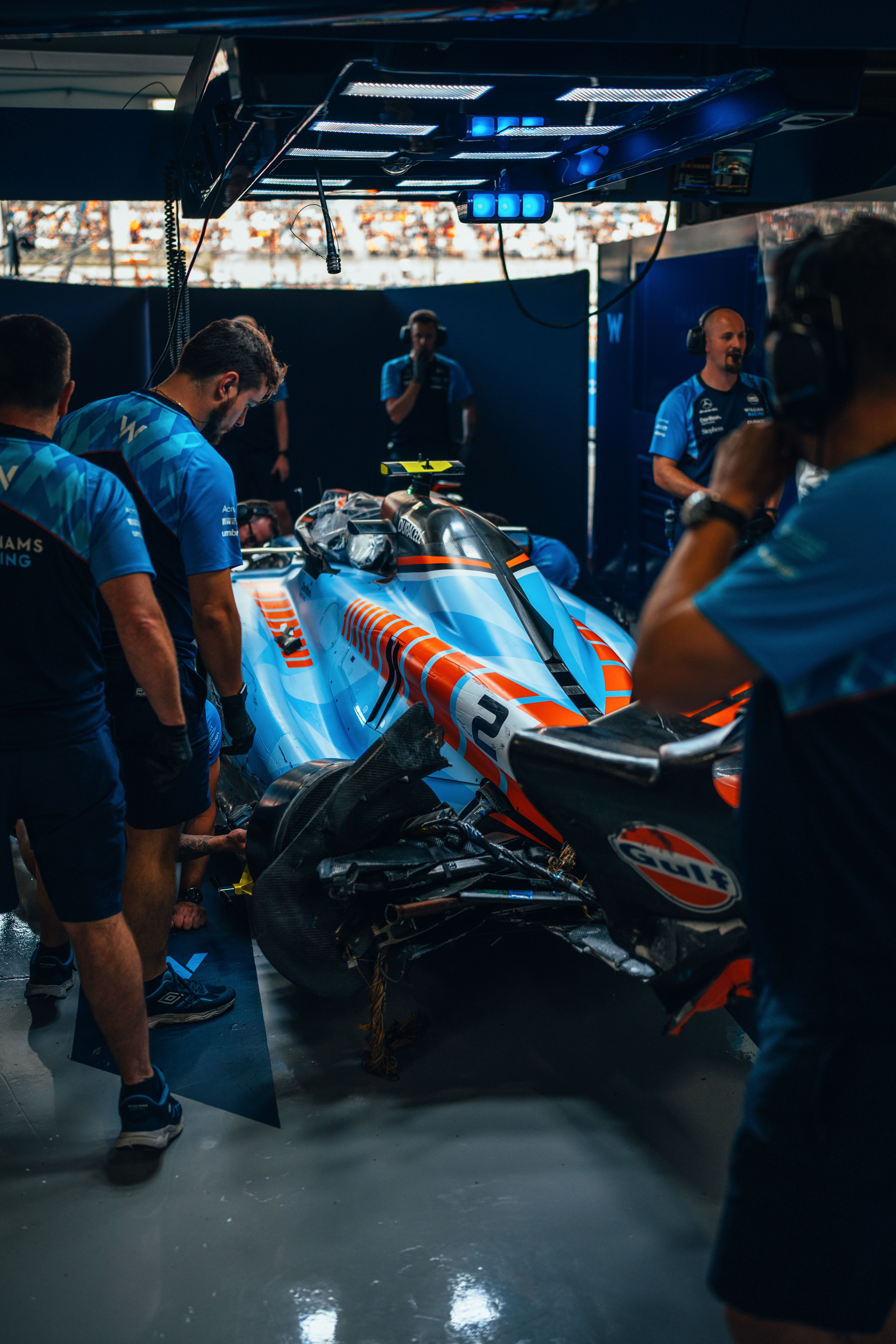 Back in the garage, the hard work has already begun on Logan’s car.