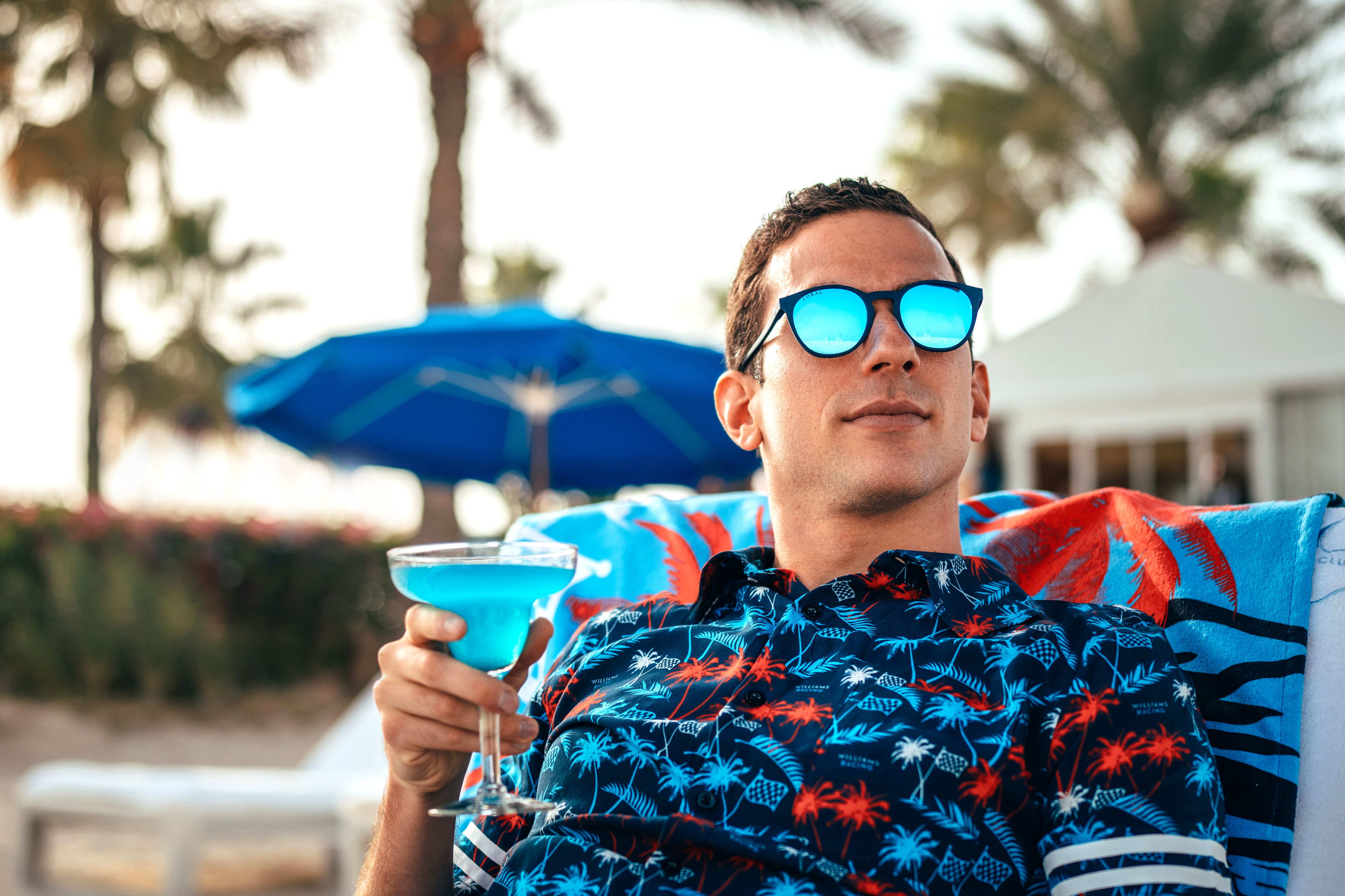 Even the cocktails match the Coral Eyewear sunnies