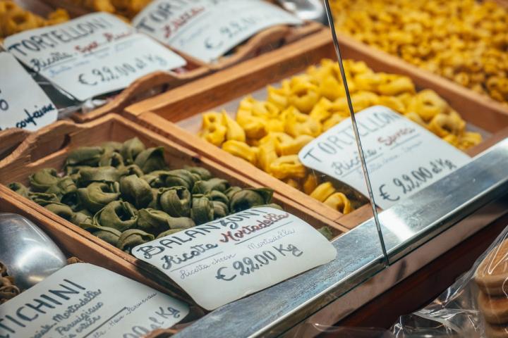 Fresh pasta in a store in Imola