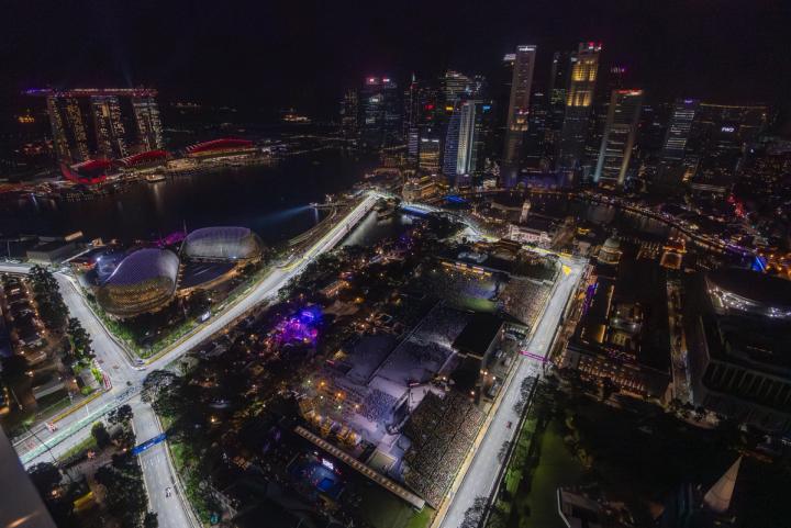 Williams Racing from above at the Singapore Grand Prix