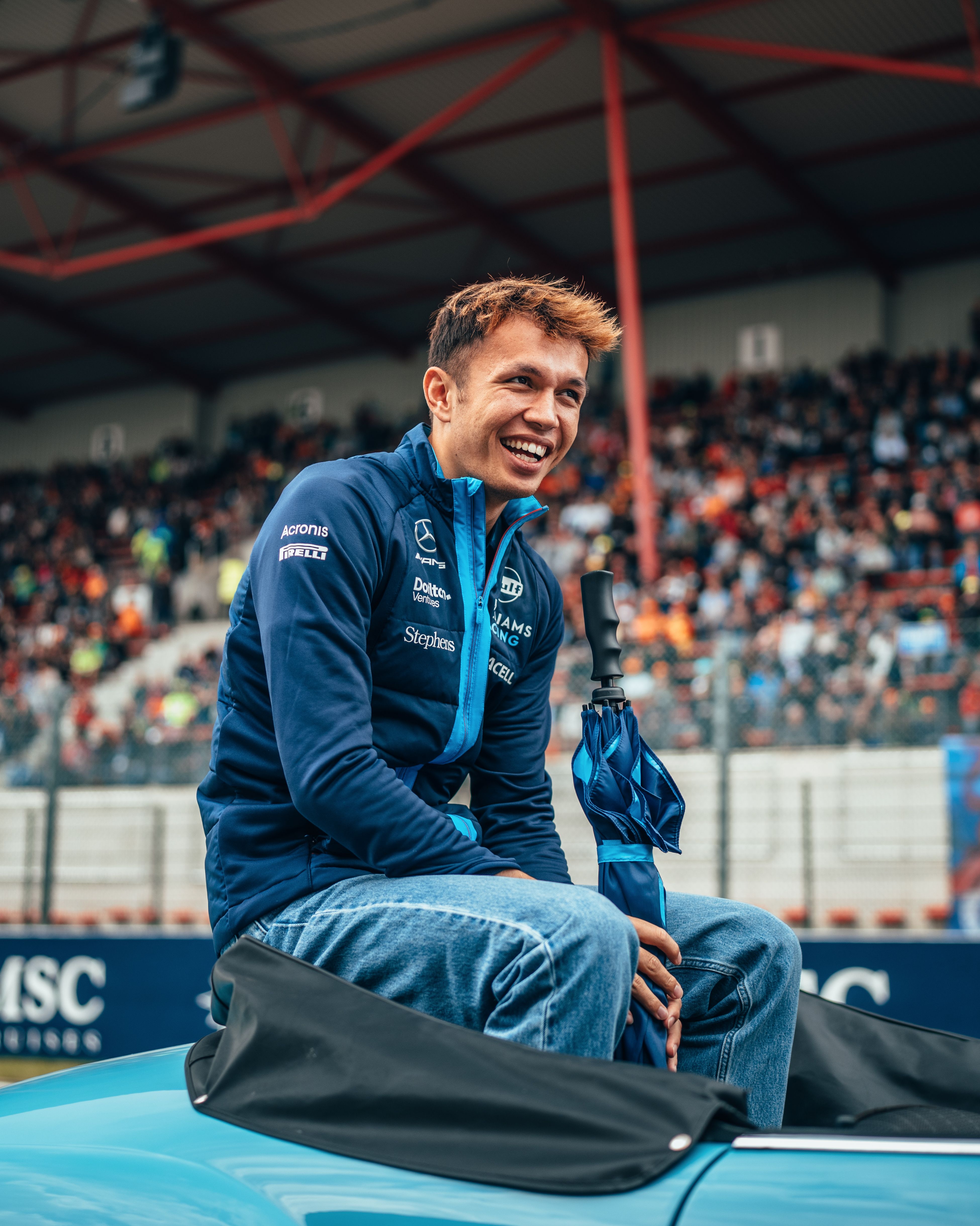 Greeting the fans that have braved the conditions this weekend.