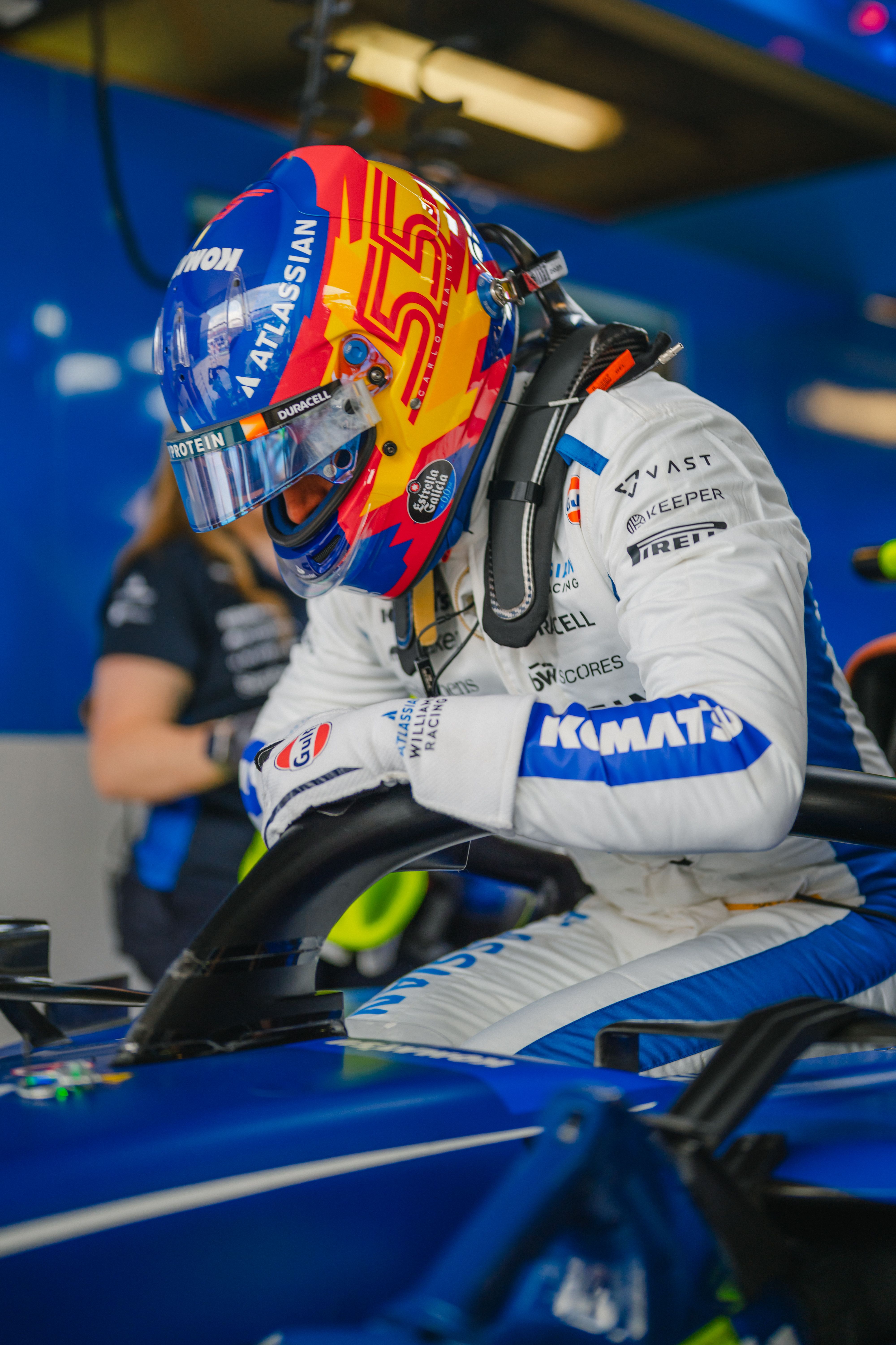 Carlos gets into the cockpit